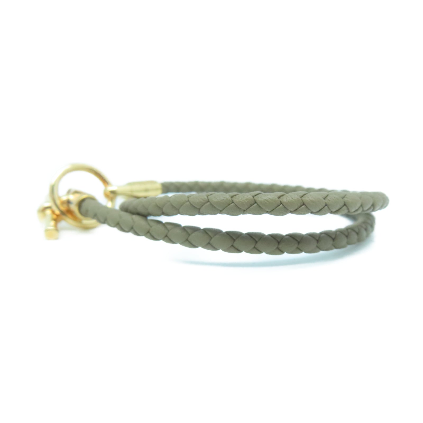 HERMES Swift皮革Glenan Double Tour Bracelet金扣手環大象灰色