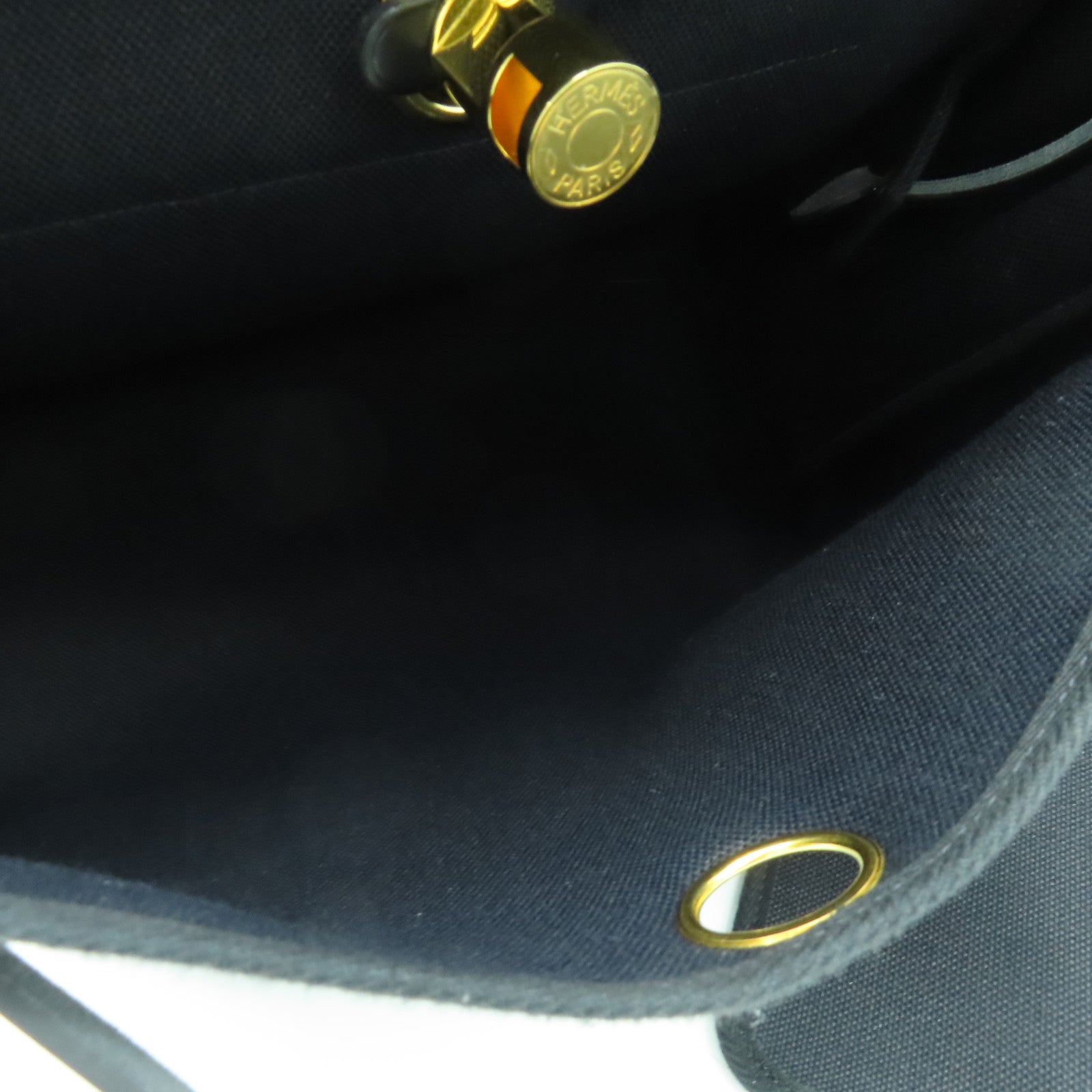 HERMES 帆布Herbag PM金扣手挽肩背兩用袋黑色