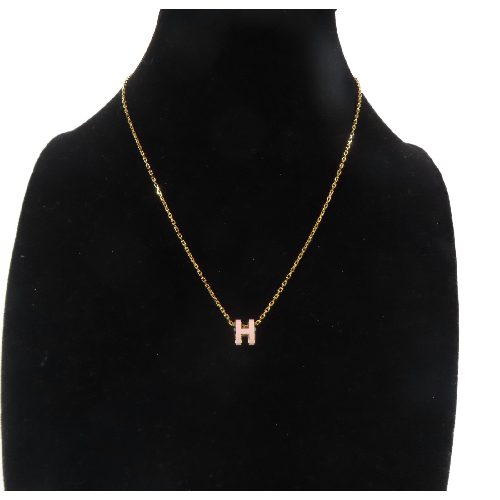 HERMES 金屬Pop H Necklace項鍊金色/粉紅色#40cm