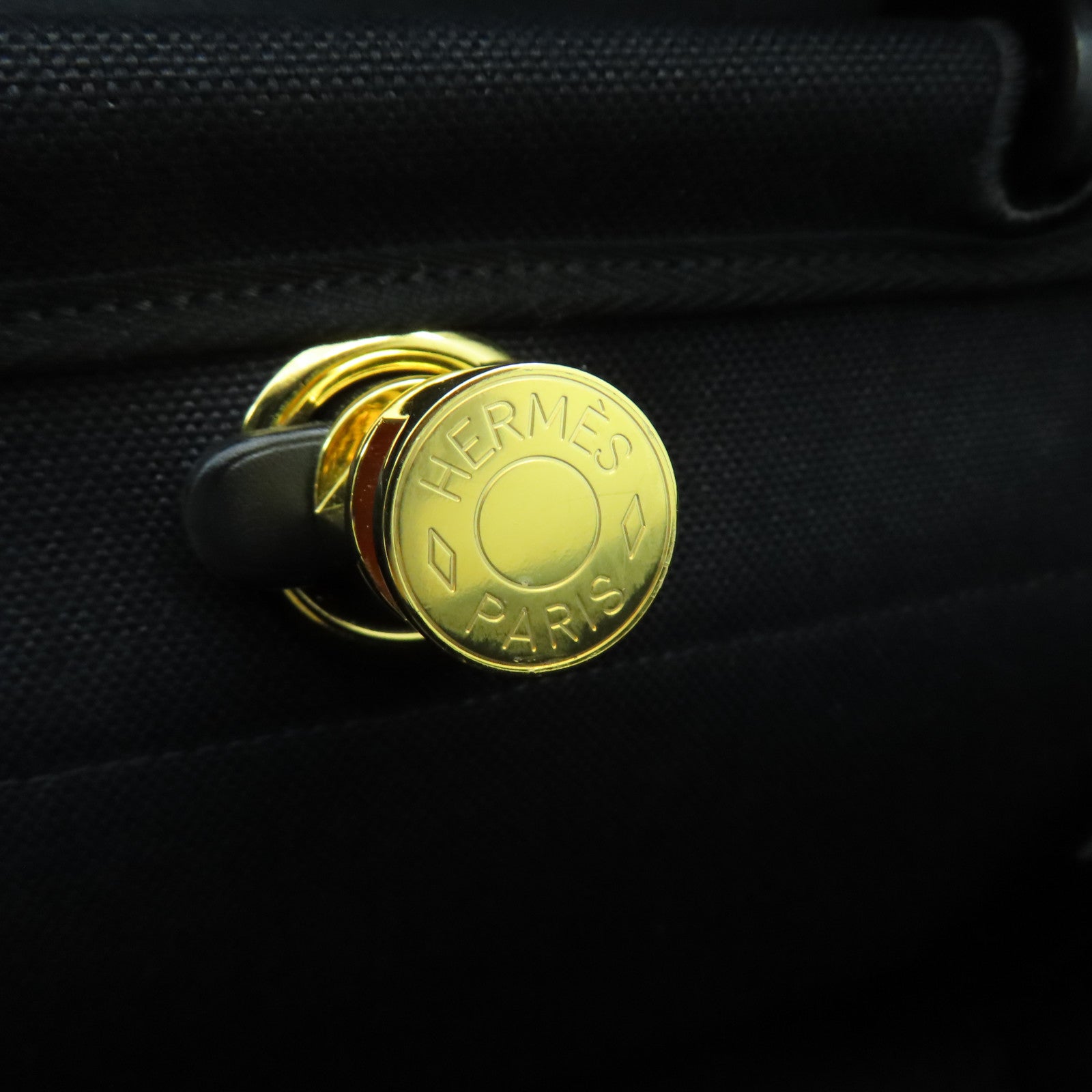 HERMES 帆布Herbag PM金扣手挽肩背兩用袋黑色
