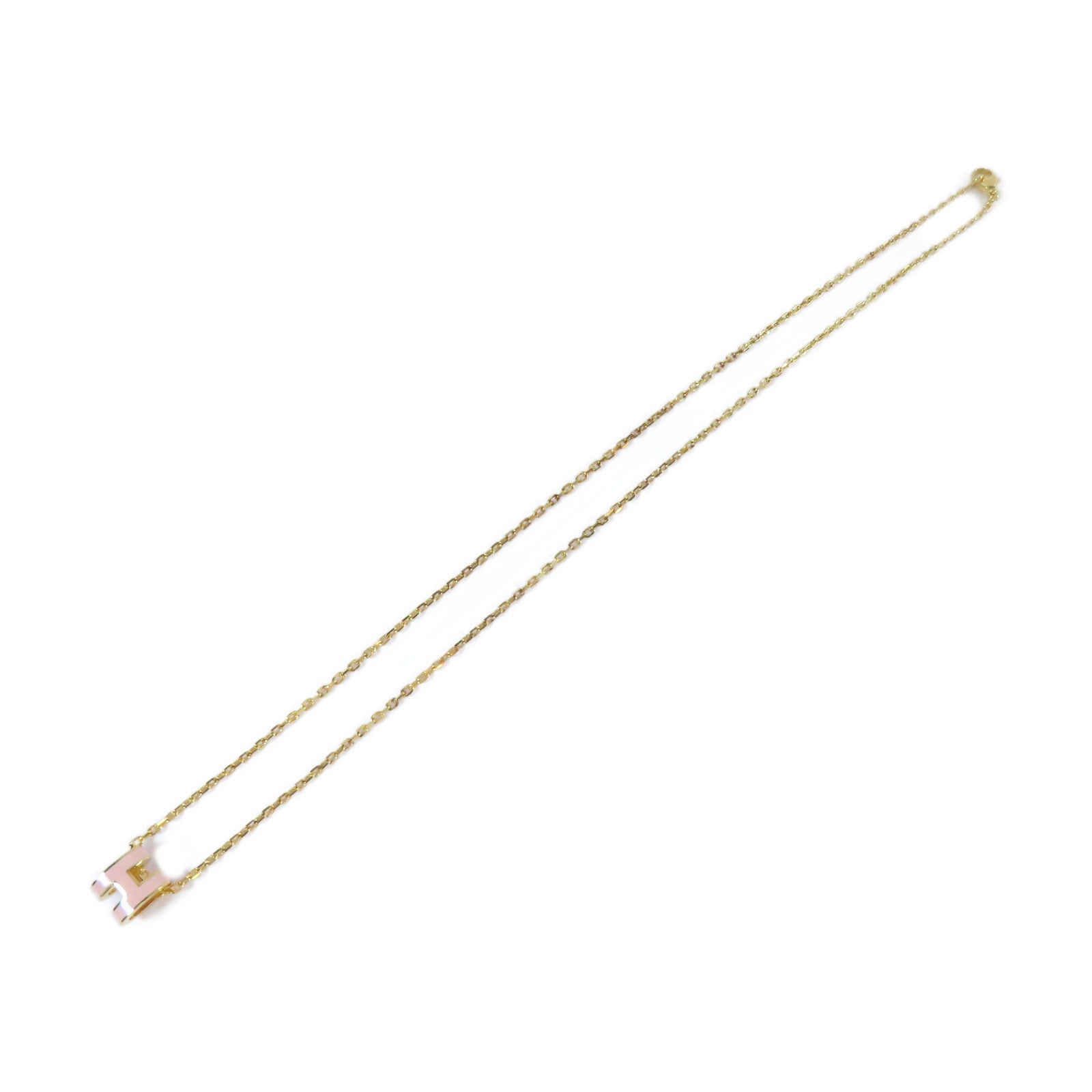 HERMES 金屬Pop H Necklace項鍊金色/粉紅色#40cm
