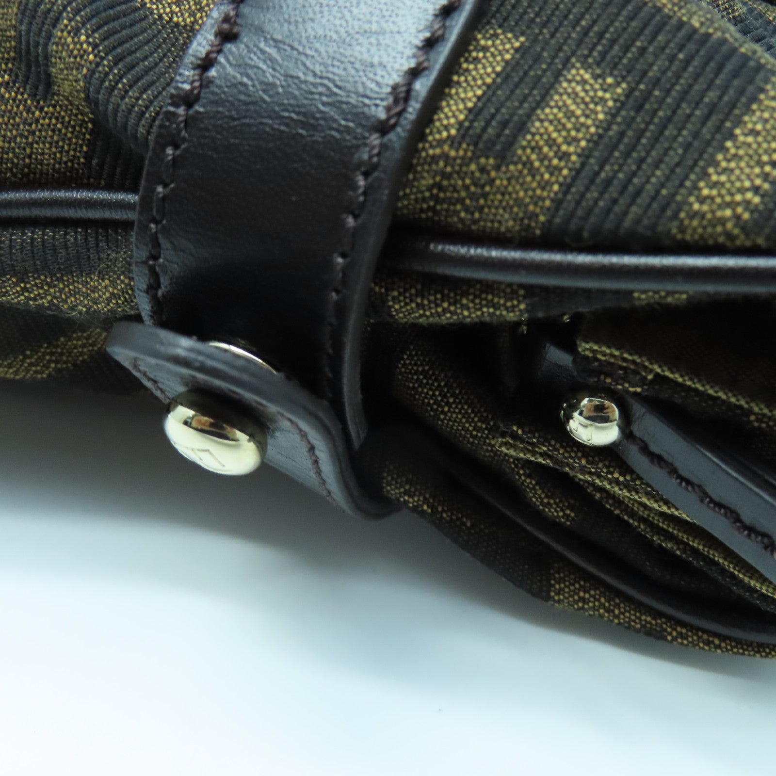 FENDI 帆布Shoulder Bag金扣肩背袋棕色/黑色