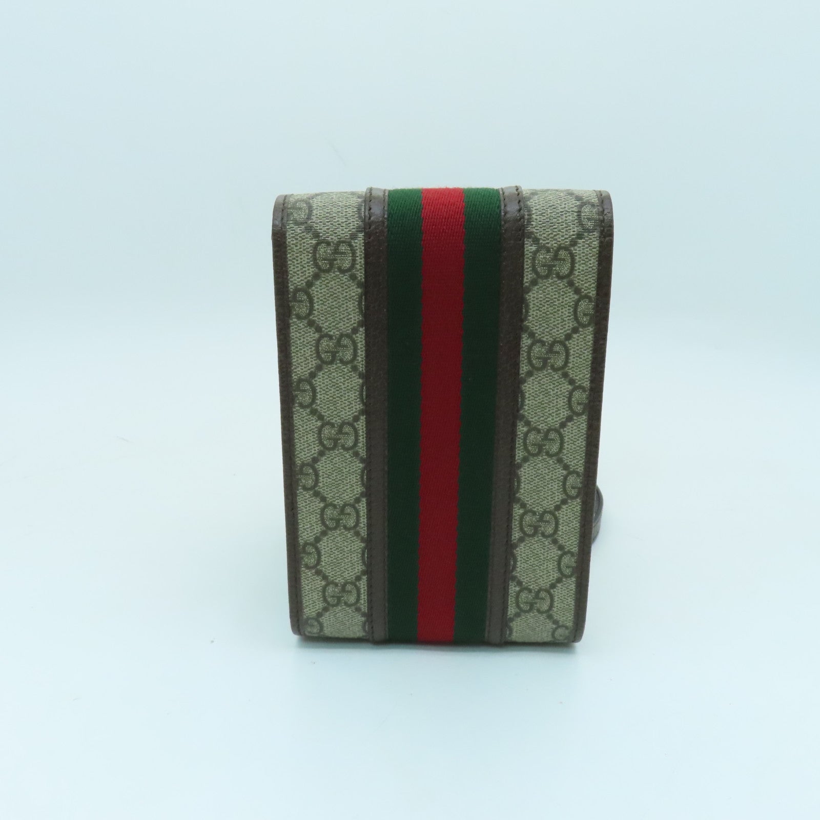 GUCCI 塗層帆布OPHIDIA金扣肩背袋米色/棕色