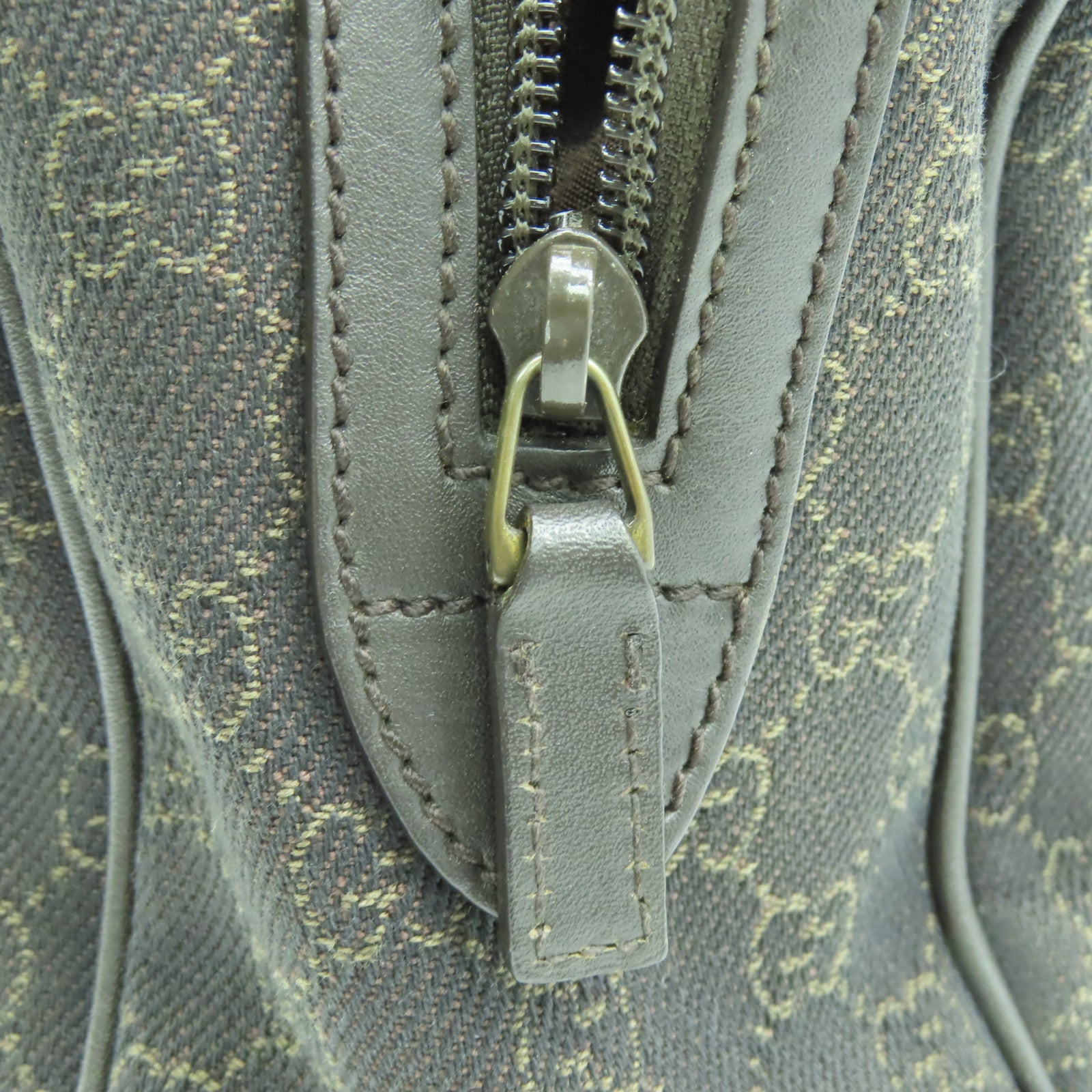 GUCCI 帆布/皮革Boston Bag金扣肩背袋啡色