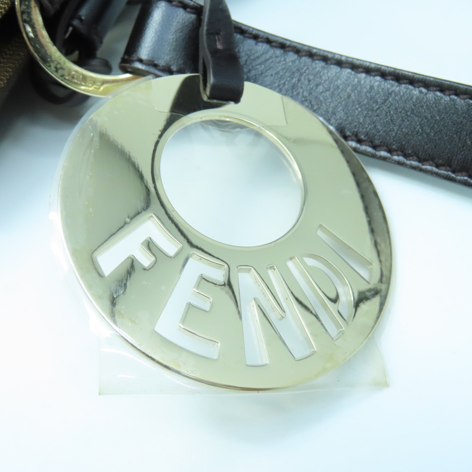 FENDI 帆布Shoulder Bag金扣肩背袋棕色/黑色