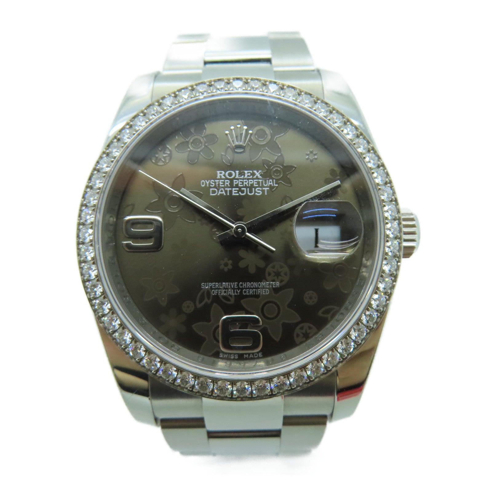 ROLEX Oyster Perpetual Datejust不鏽鋼鑽石手錶自動機芯啡色