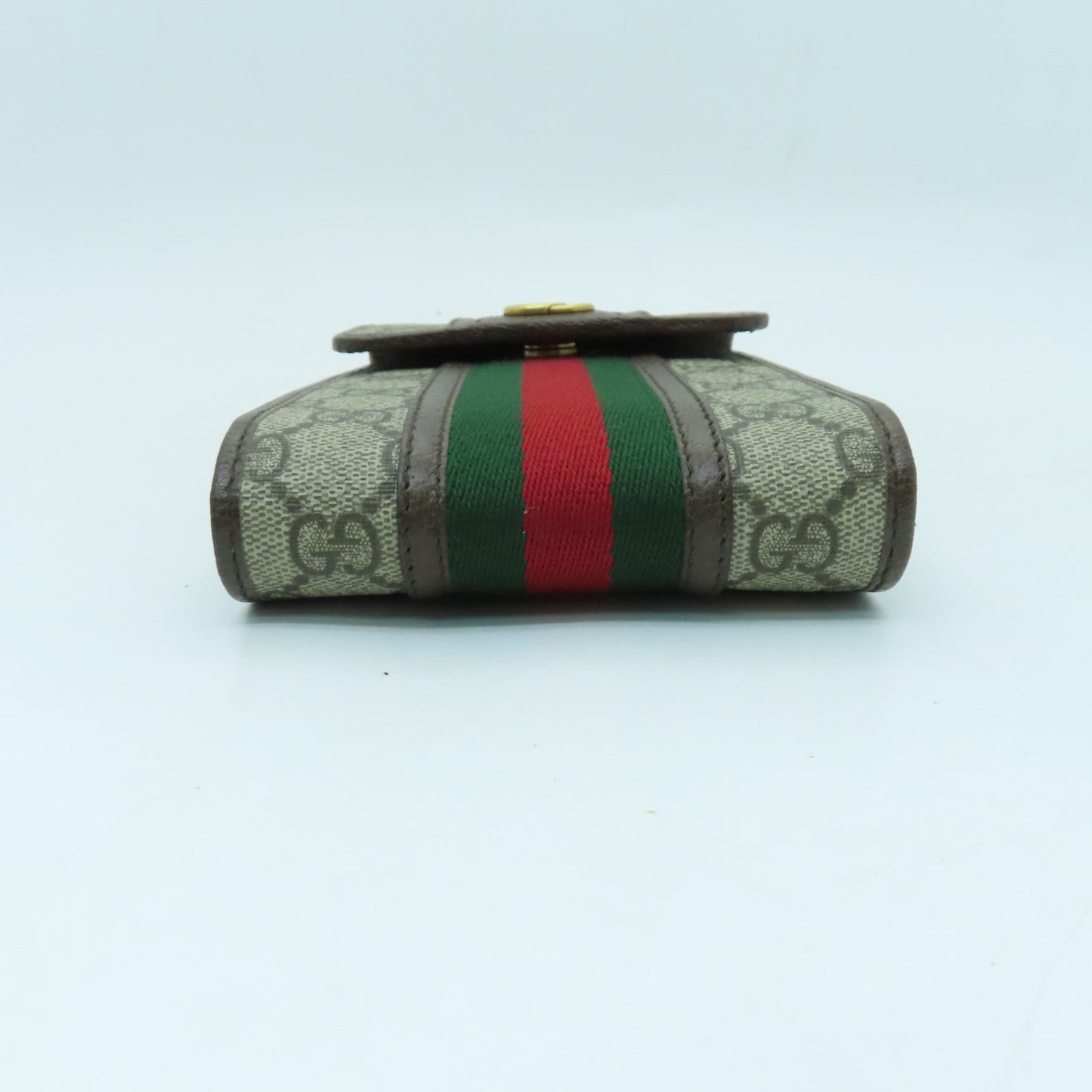 GUCCI 塗層帆布OPHIDIA金扣肩背袋米色/棕色