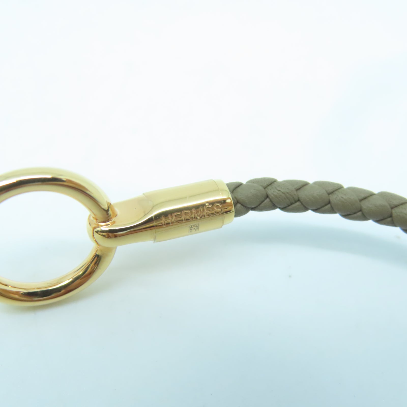 HERMES Swift皮革Glenan Double Tour Bracelet金扣手環大象灰色