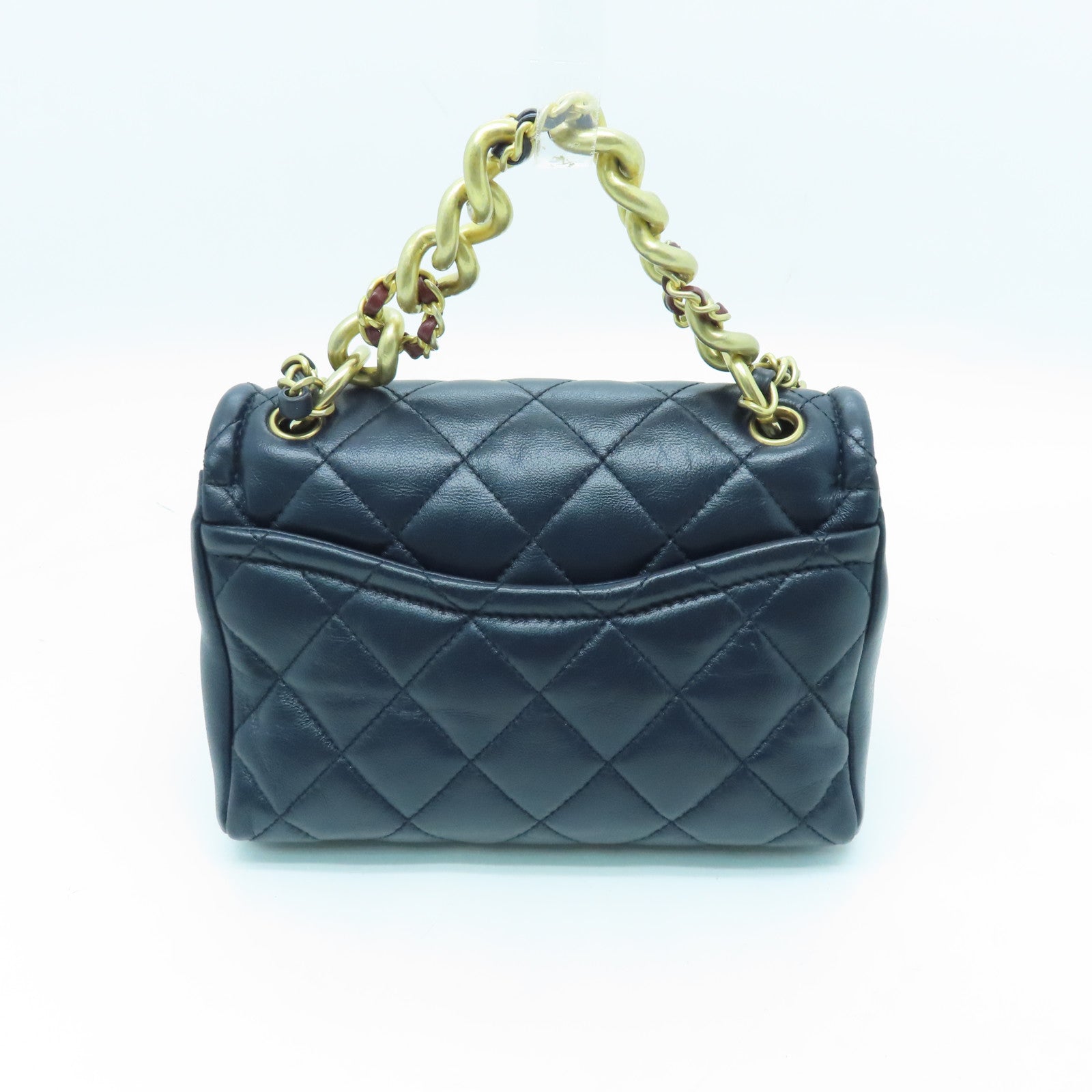 CHANEL rhombic sheepskin leather Chain Shoulder gold buckle shoulder bag dark blue