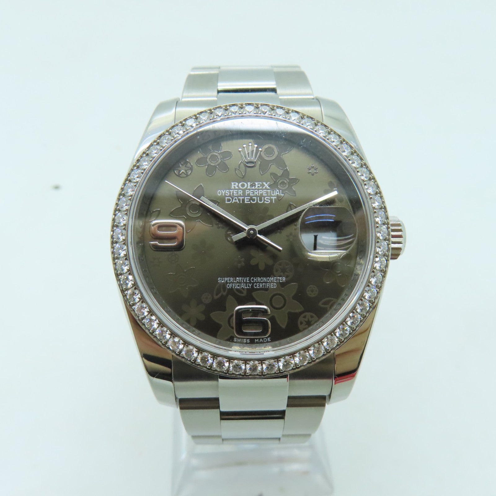 ROLEX Oyster Perpetual Datejust不鏽鋼鑽石手錶自動機芯啡色