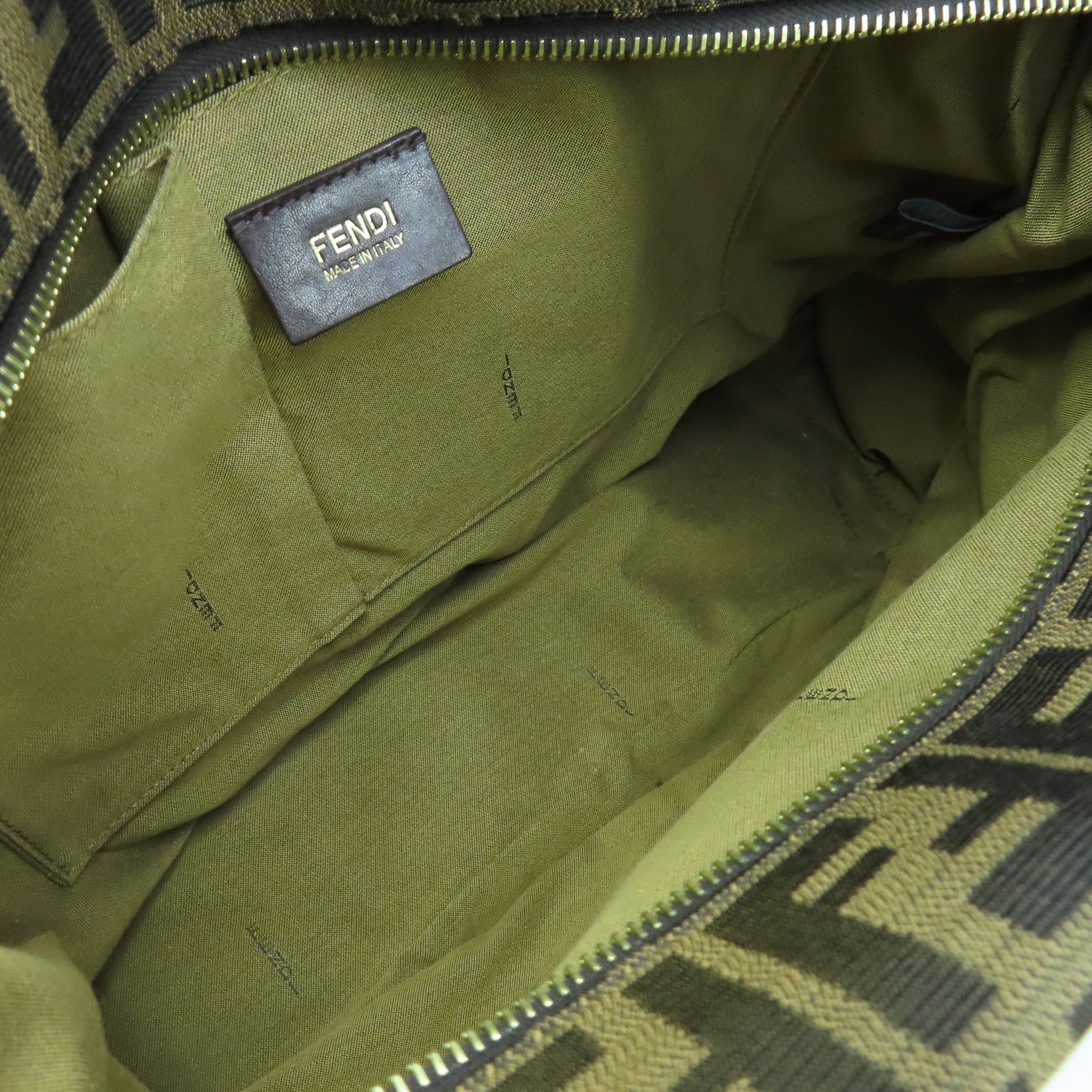 FENDI 帆布Shoulder Bag金扣肩背袋棕色/黑色