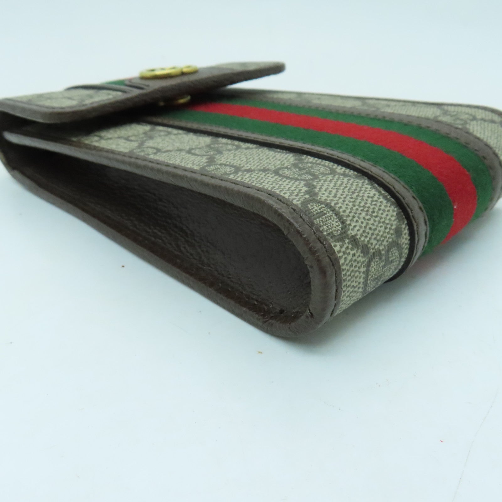 GUCCI 塗層帆布OPHIDIA金扣肩背袋米色/棕色