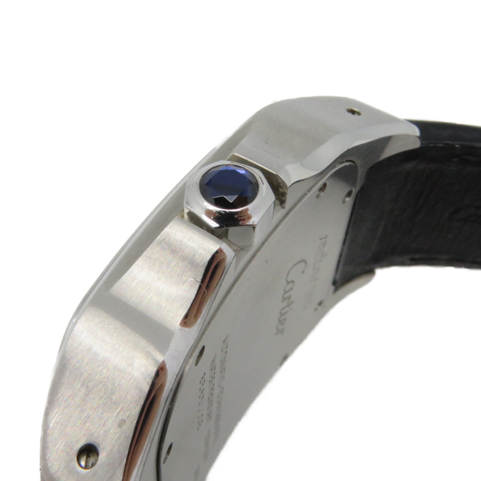 CARTIER Santos 100 Watch不锈钢/皮革自动机芯手表米白色/黑色