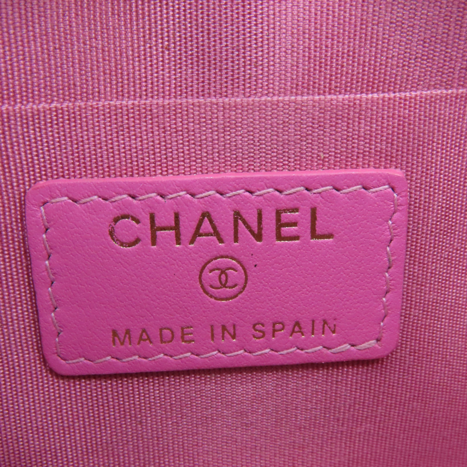 CHANEL 菱格Caviar皮革Pouch Wallet金扣長錢包粉紅色