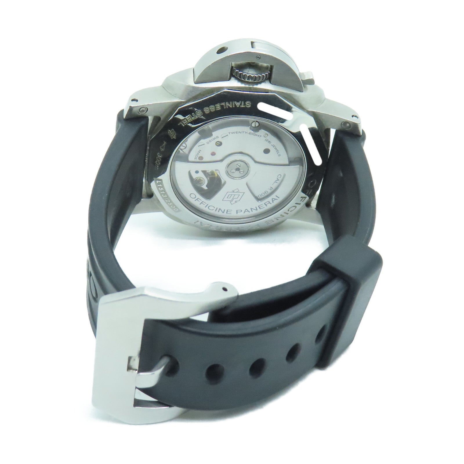 PANERAI Luminor 44mm Stainless Steel Rubber Band Watch Automatic Movement Black