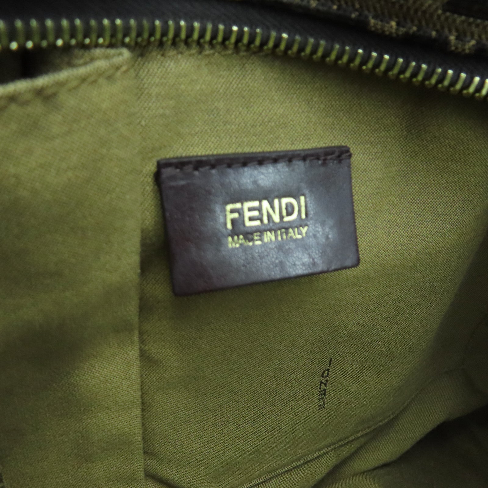 FENDI 帆布Shoulder Bag金扣肩背袋棕色/黑色