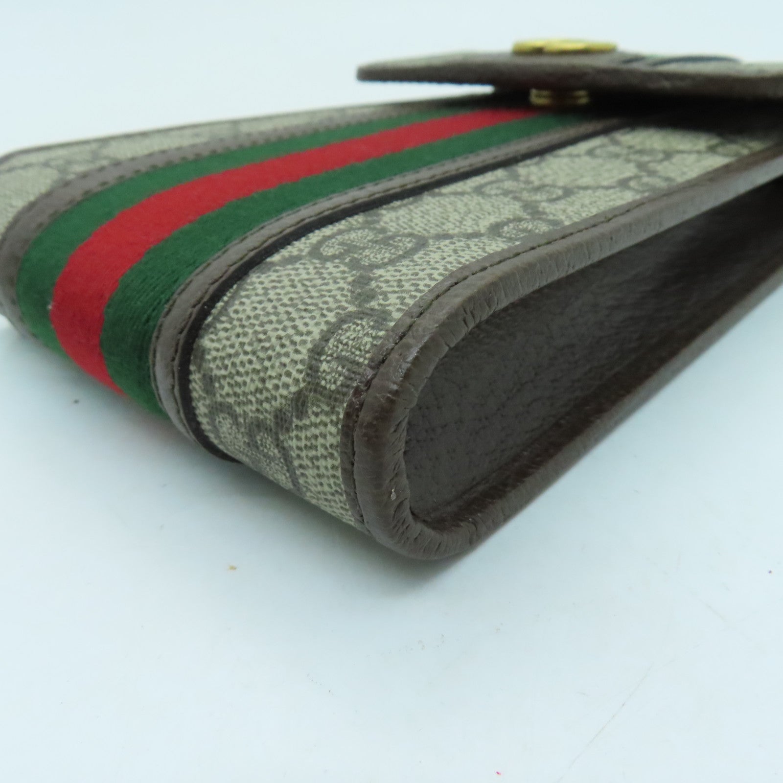 GUCCI 塗層帆布OPHIDIA金扣肩背袋米色/棕色