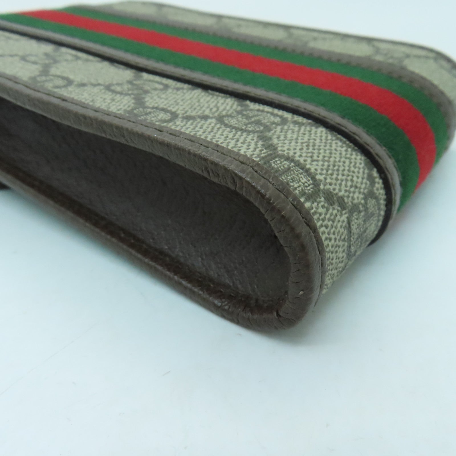GUCCI 塗層帆布OPHIDIA金扣肩背袋米色/棕色