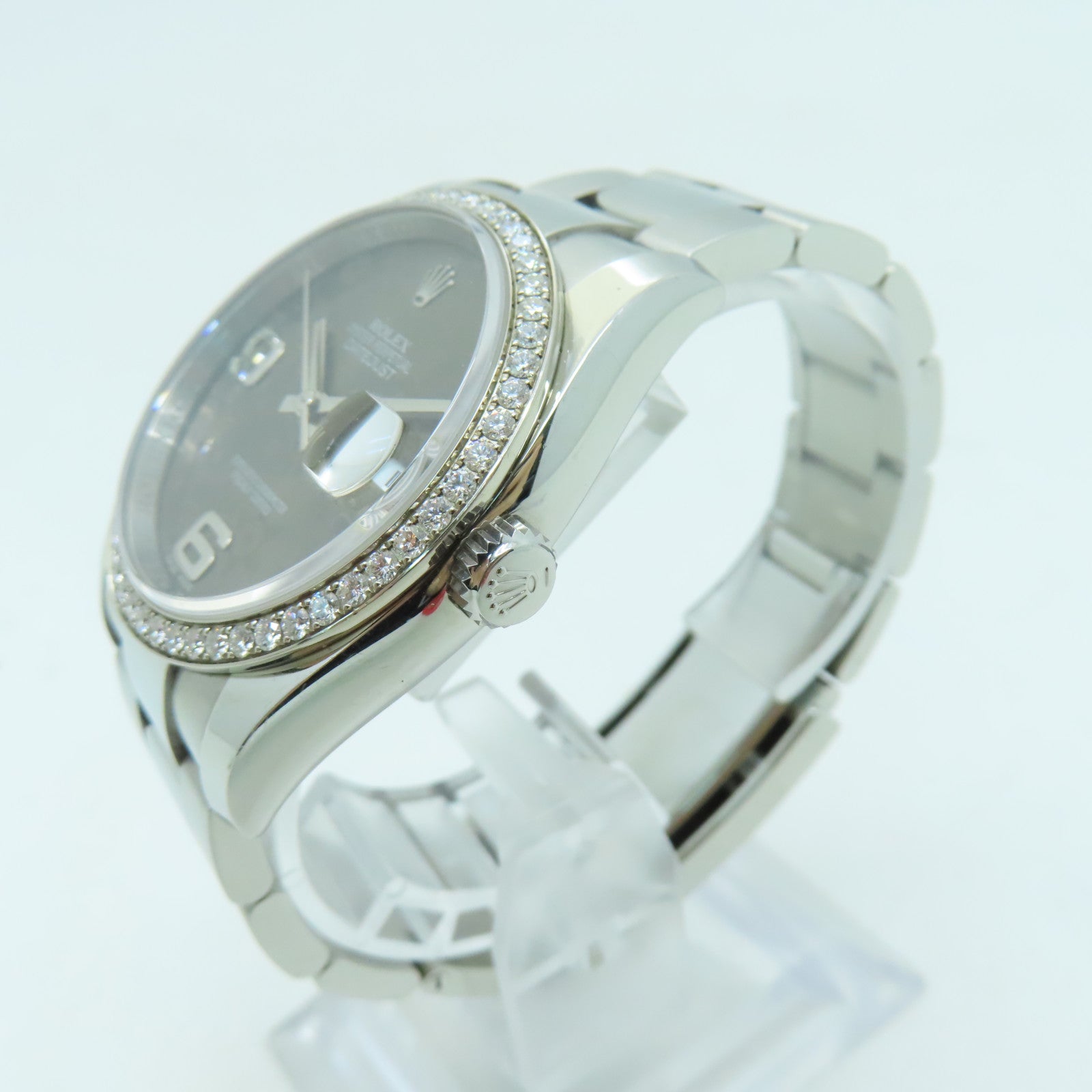 ROLEX Oyster Perpetual Datejust不鏽鋼鑽石手錶自動機芯啡色