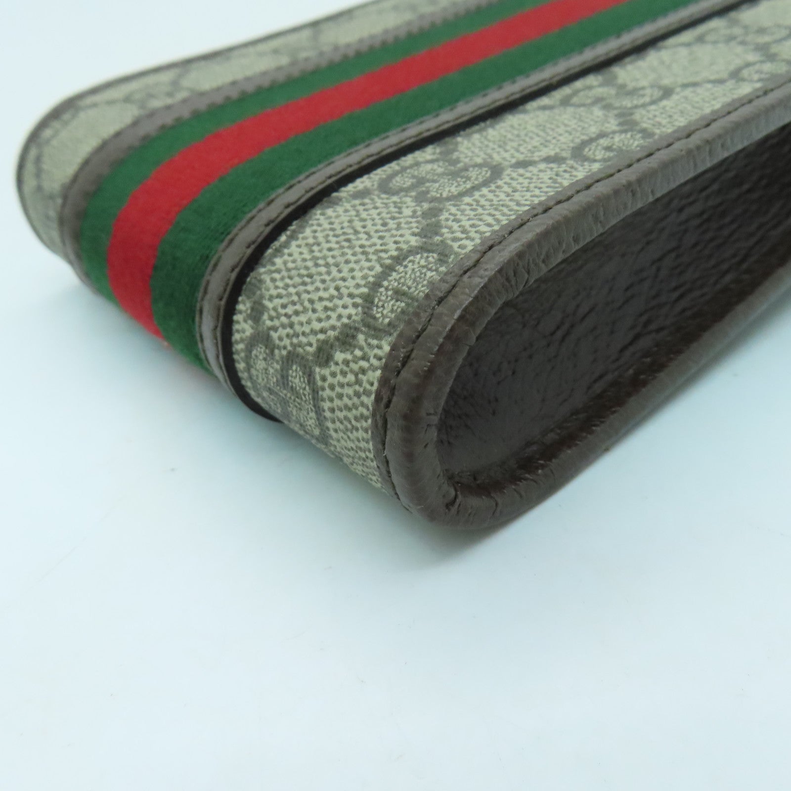 GUCCI 塗層帆布OPHIDIA金扣肩背袋米色/棕色