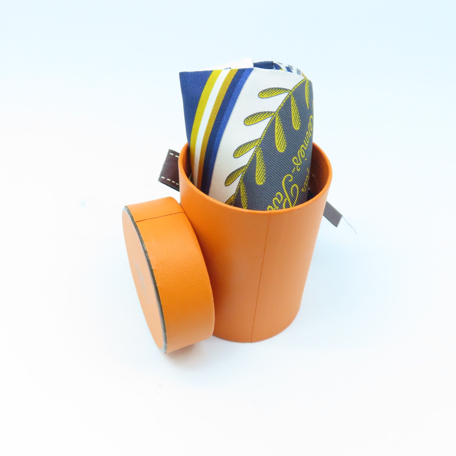 HERMES 絲質Twilly絲巾海軍藍色/黃色