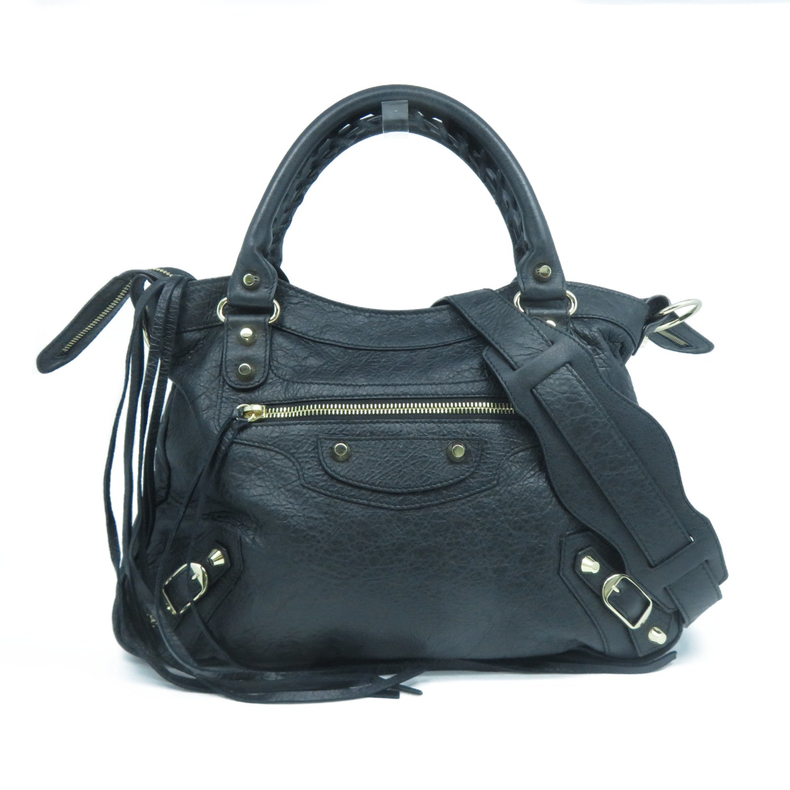 BALENCIAGA 牛皮皮革2 Way Shoulder Bag金扣手挽肩背兩用袋黑色