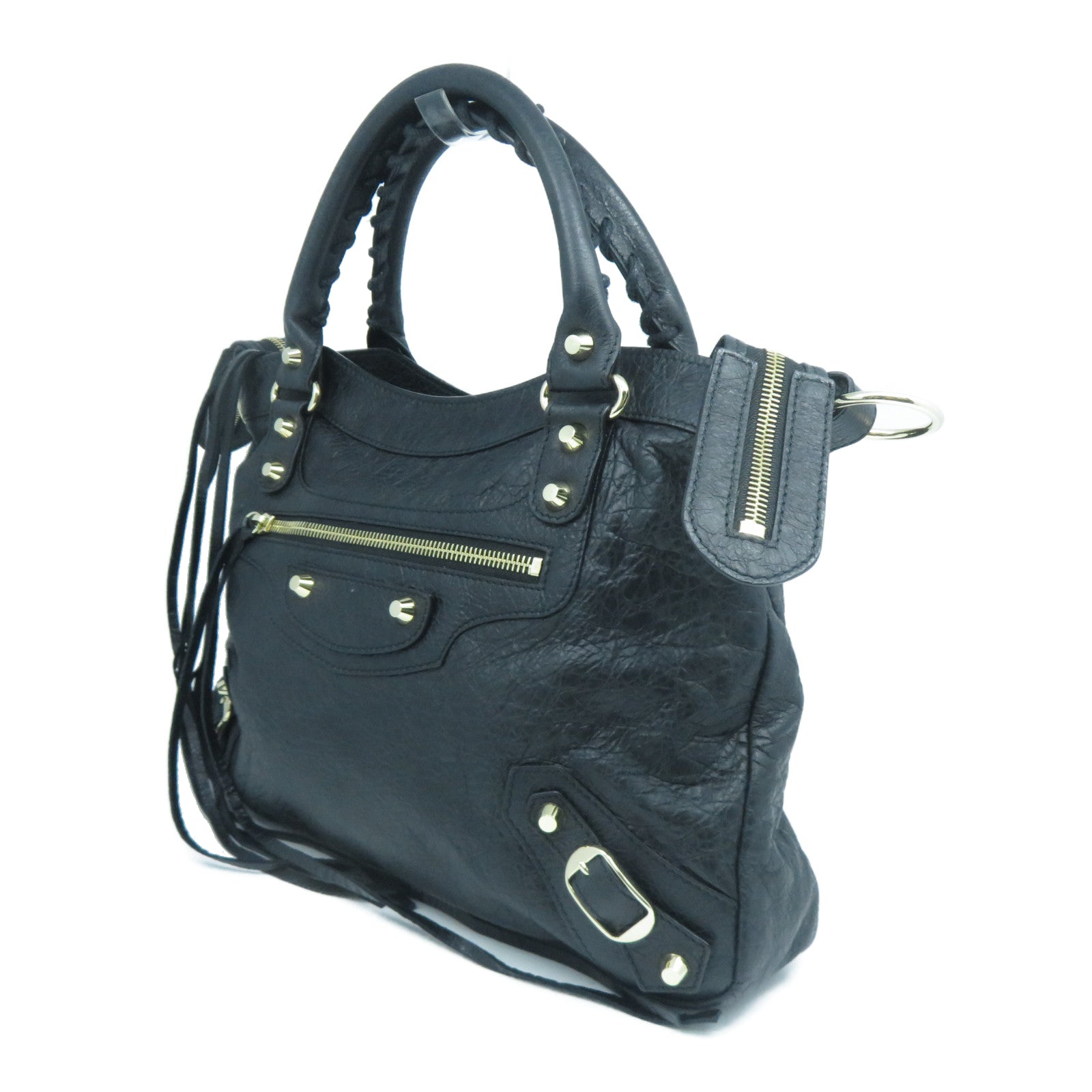 BALENCIAGA 牛皮皮革2 Way Shoulder Bag金扣手挽肩背兩用袋黑色