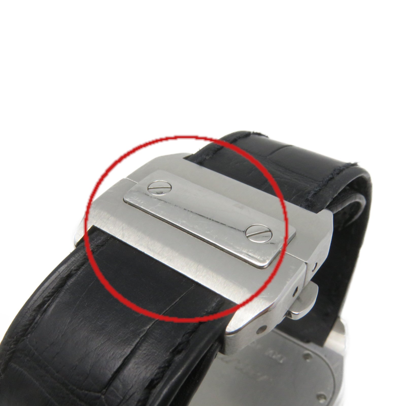 CARTIER Santos 100 Watch不锈钢/皮革自动机芯手表米白色/黑色