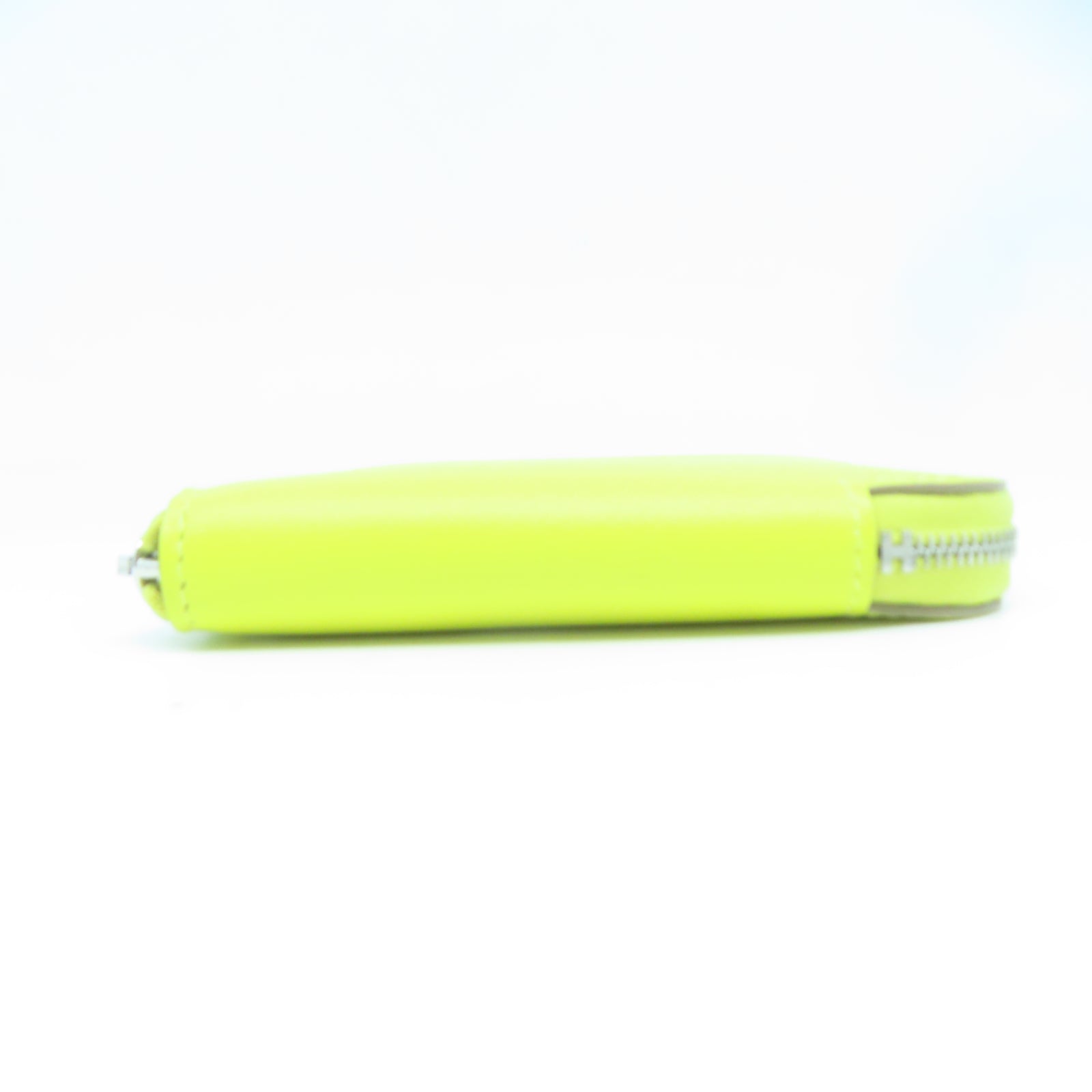 HERMES Chevre皮革Silk In Compact Wallet銀扣錢包黃色