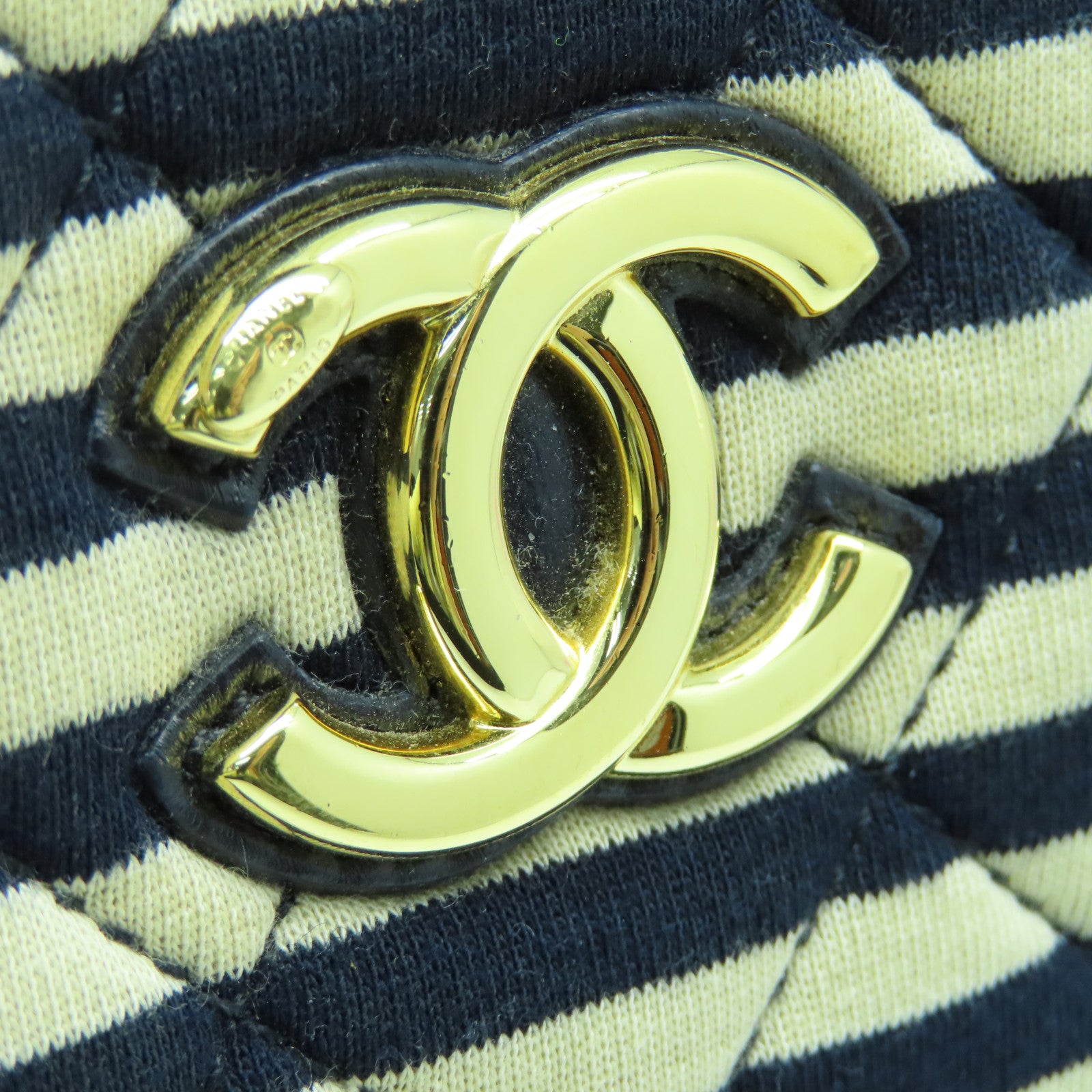 CHANEL 帆布Chain Shoulder Bag金扣链带肩背袋蓝色