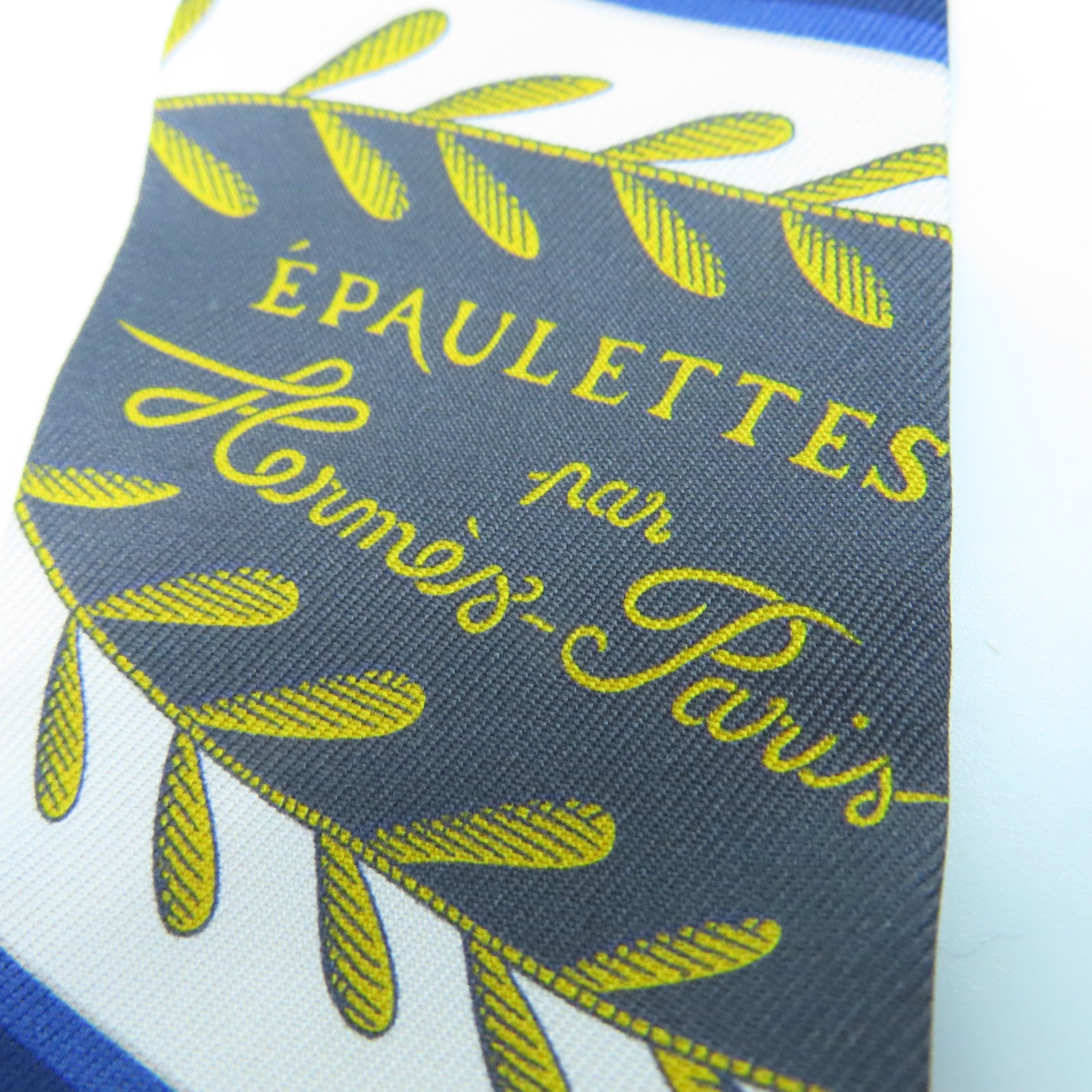 HERMES 絲質Twilly絲巾海軍藍色/黃色