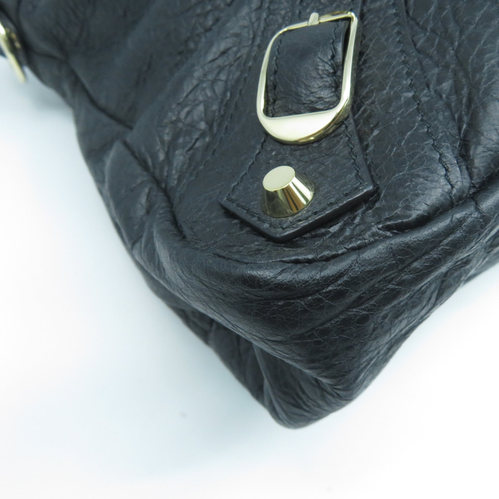 BALENCIAGA 牛皮皮革2 Way Shoulder Bag金扣手挽肩背兩用袋黑色