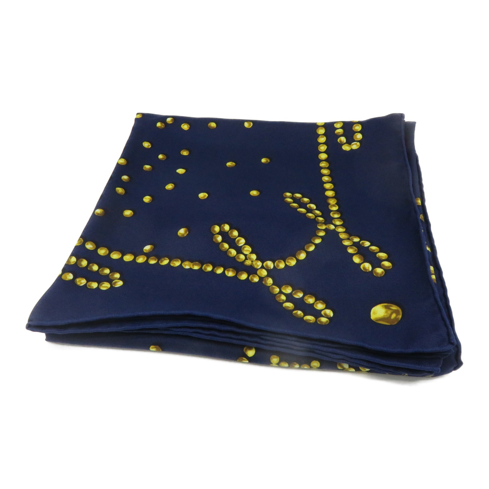 HERMES [Sharp Discount] Silk Scarf Navy Blue