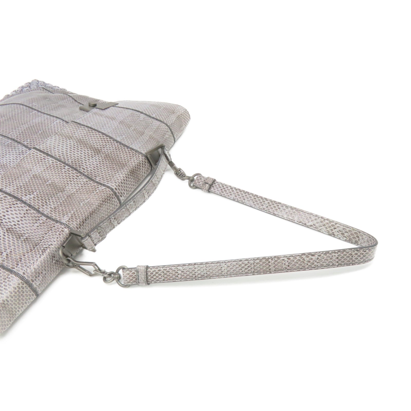 BOTTEGA VENETA 蛇皮皮革2Way Shoulder Bag手挽肩背兩用袋藍灰色