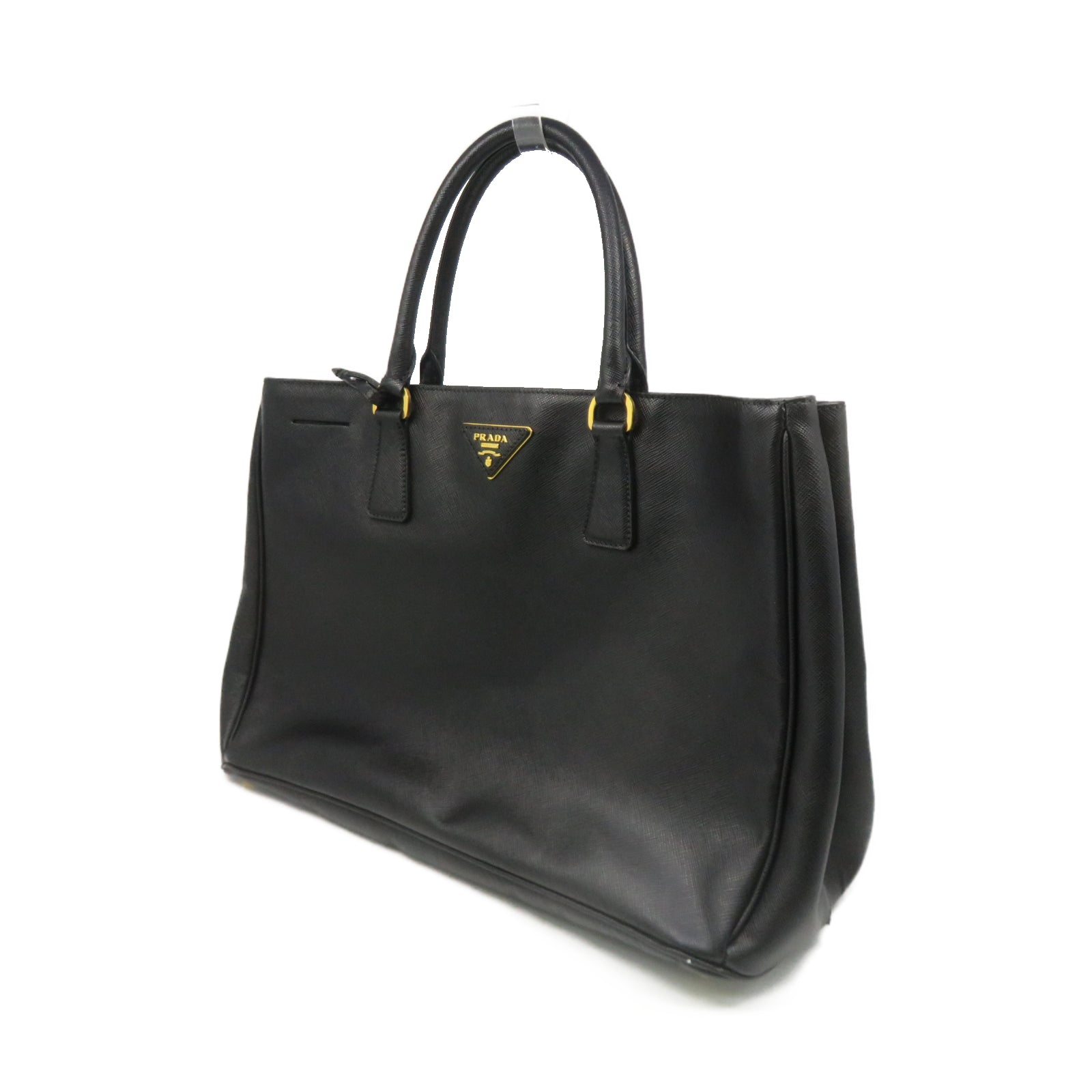 PRADA 牛皮皮革Handbag金扣手挽袋黑色