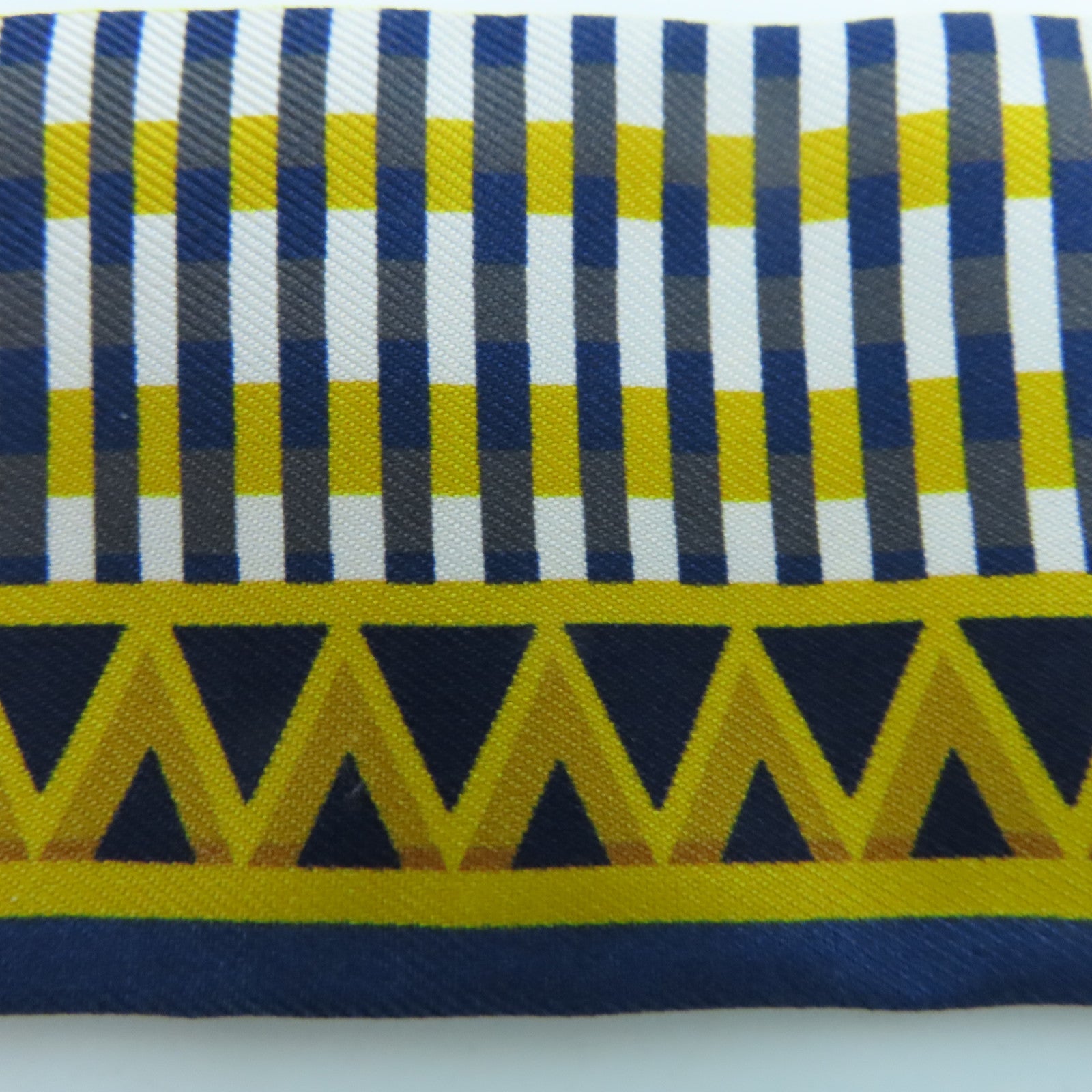 HERMES 絲質Twilly絲巾海軍藍色/黃色