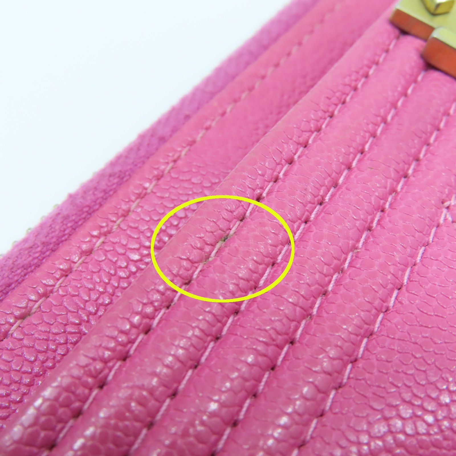 CHANEL 菱格Caviar皮革Pouch Wallet金扣長錢包粉紅色