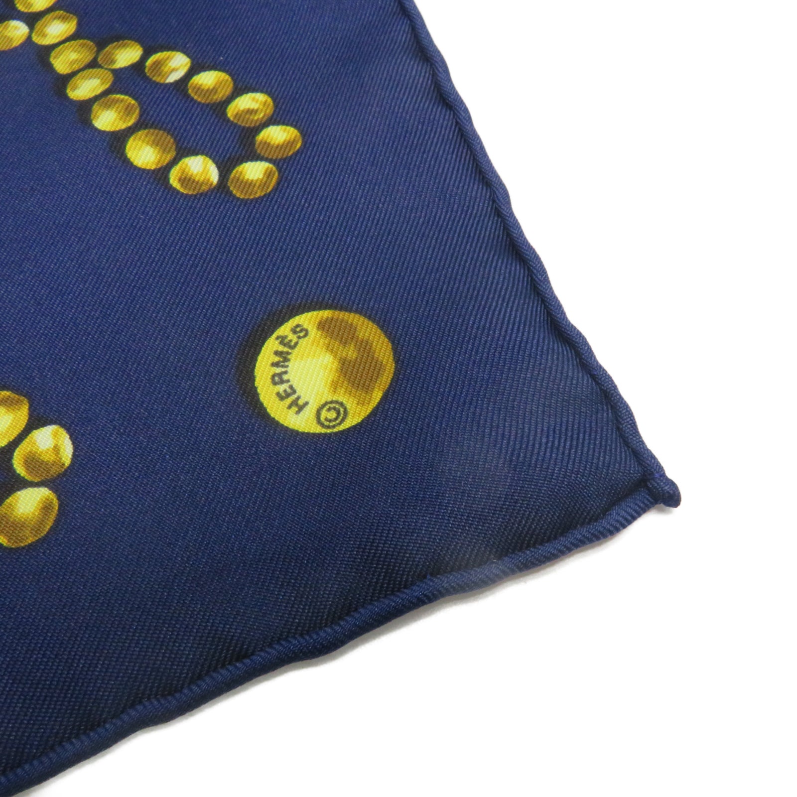 HERMES [Sharp Discount] Silk Scarf Navy Blue