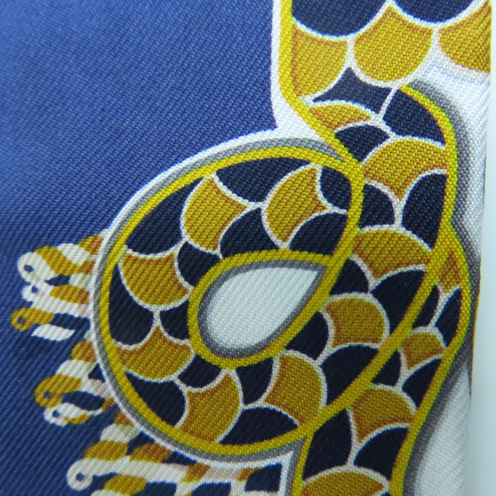 HERMES 絲質Twilly絲巾海軍藍色/黃色