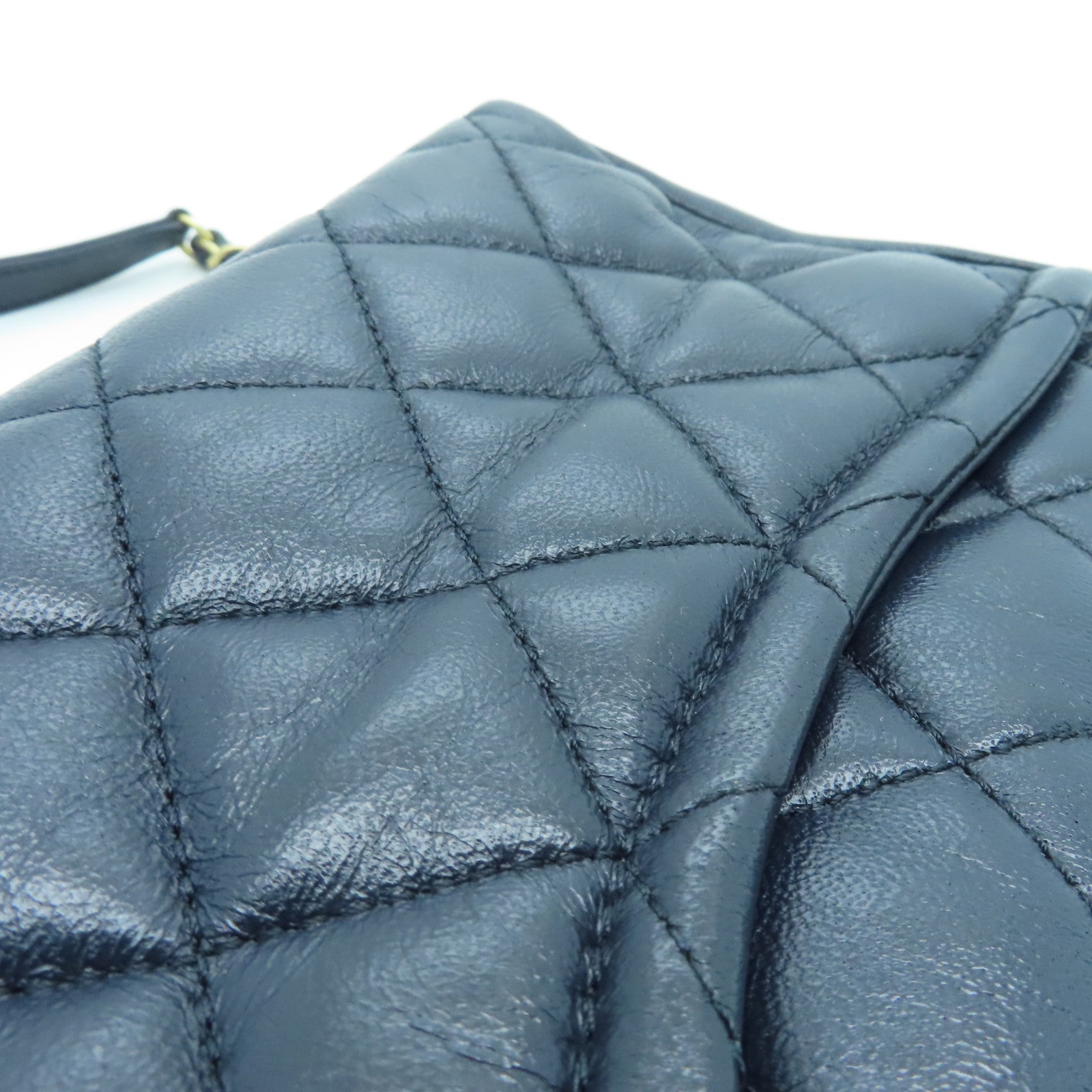 CHANEL rhombic sheepskin leather Chain Shoulder gold buckle shoulder bag dark blue