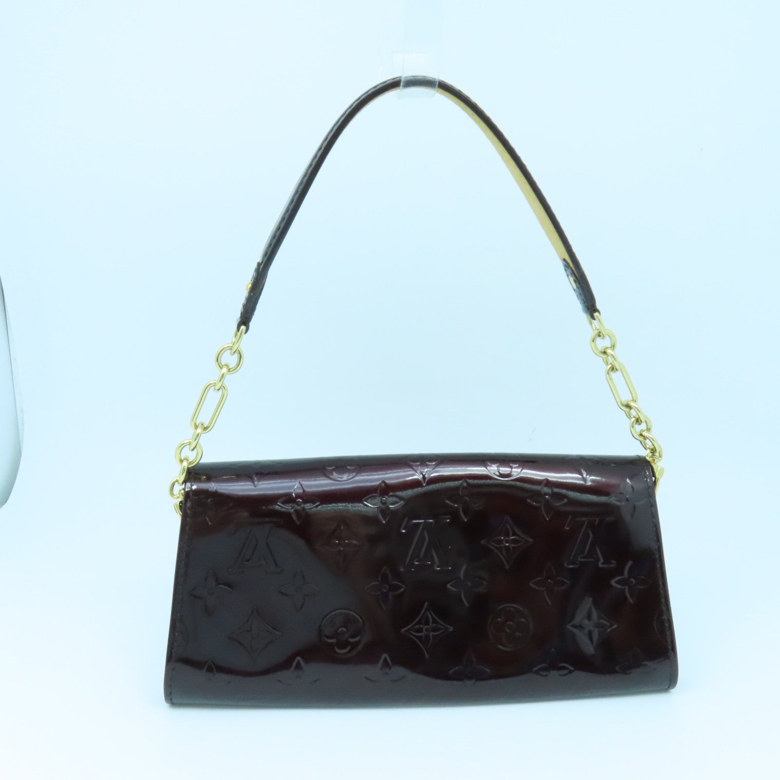 LOUIS VUITTON Monogram Vernis Sunset Boulevard Gold Buckle Shoulder Bag Burgundy