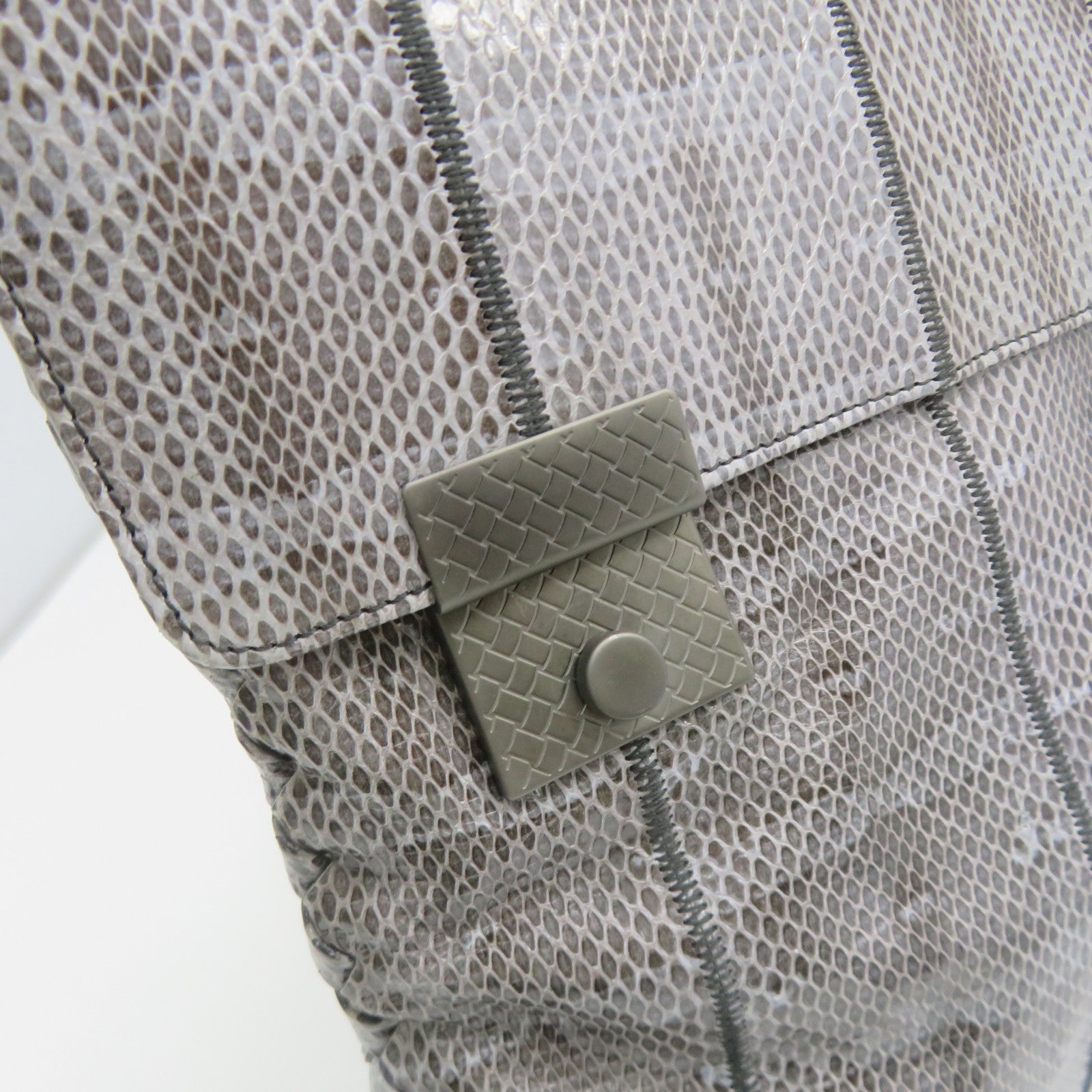 BOTTEGA VENETA 蛇皮皮革2Way Shoulder Bag手挽肩背兩用袋藍灰色