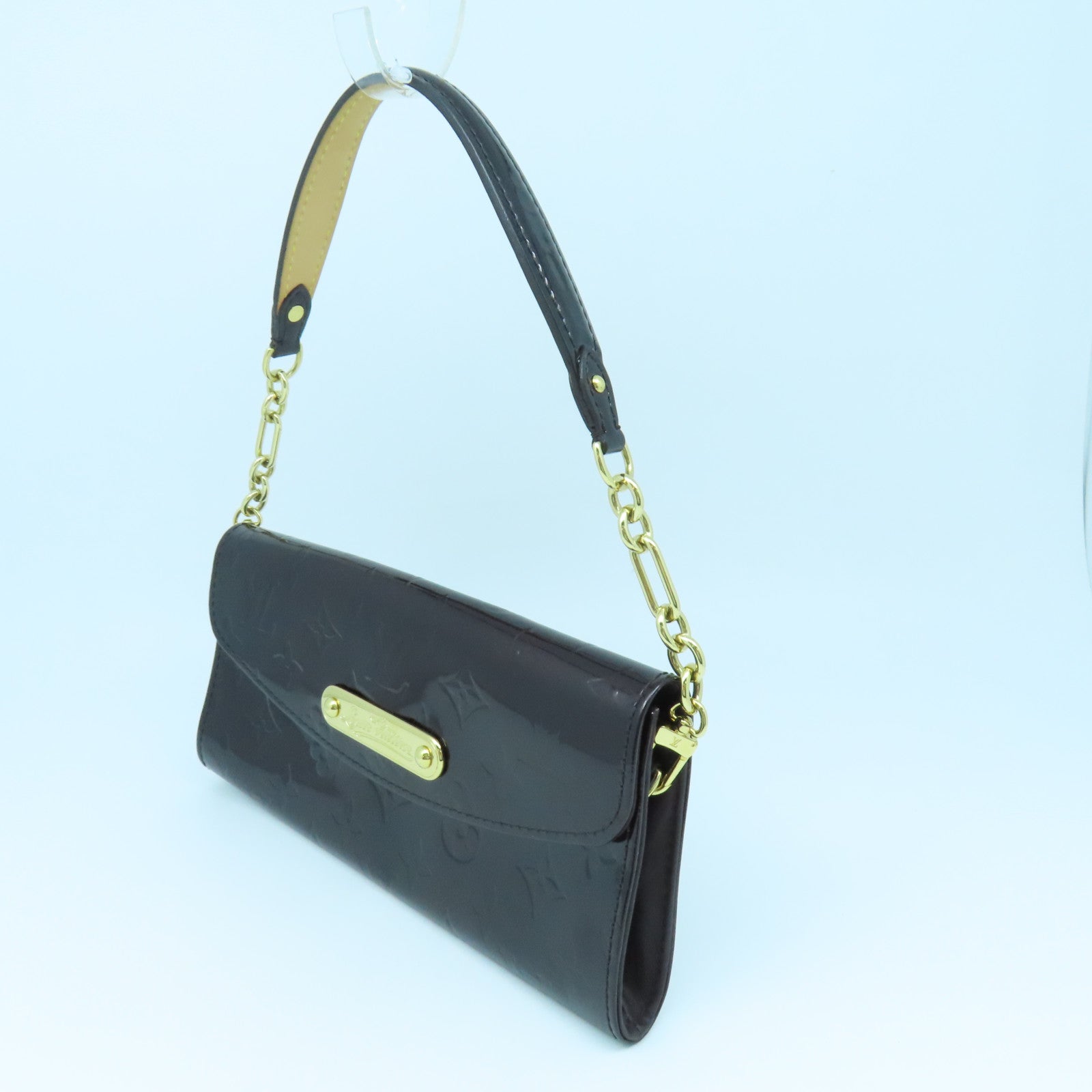 LOUIS VUITTON Monogram Vernis Sunset Boulevard Gold Buckle Shoulder Bag Burgundy