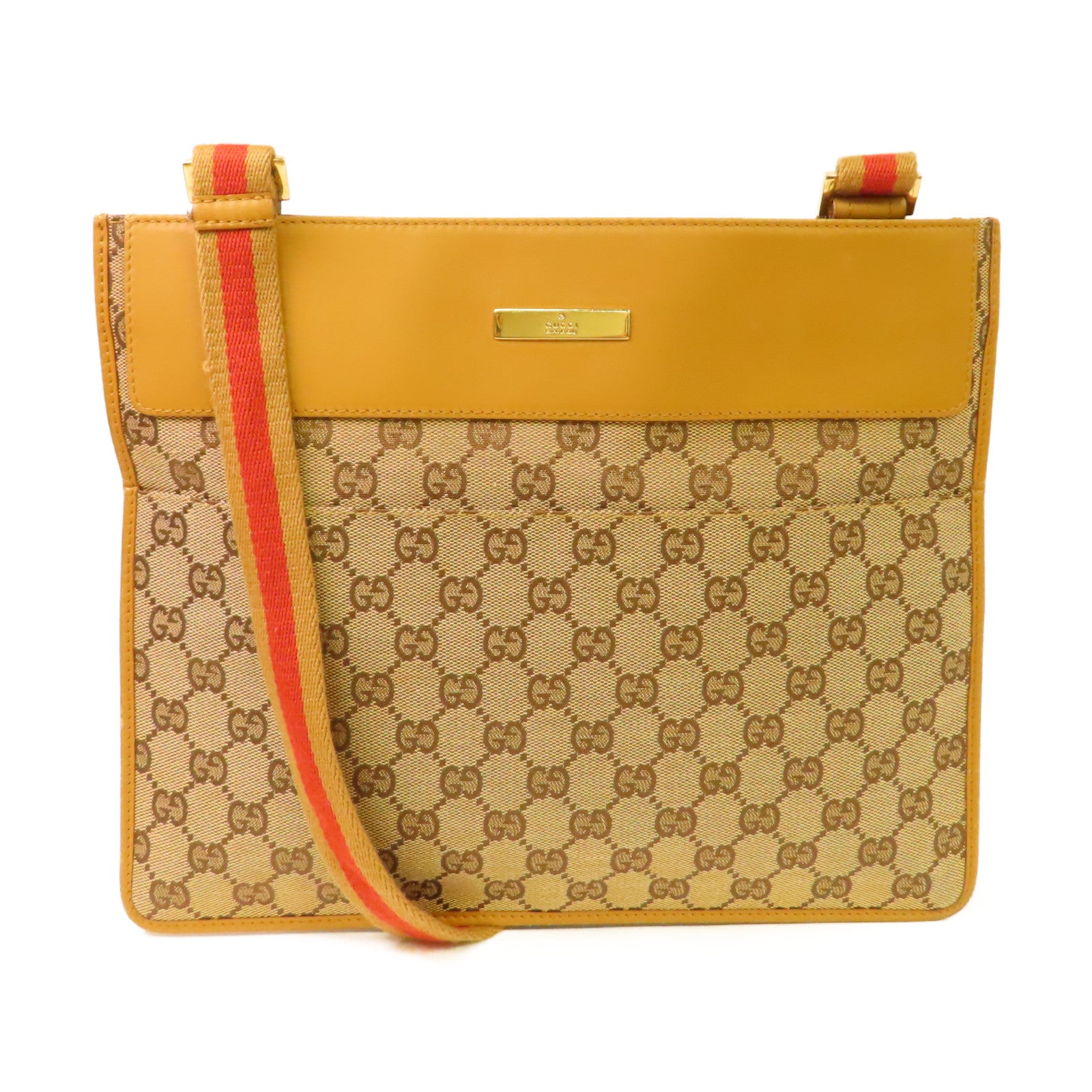 GUCCI GG帆布Shoulder Bag金扣肩背袋啡色