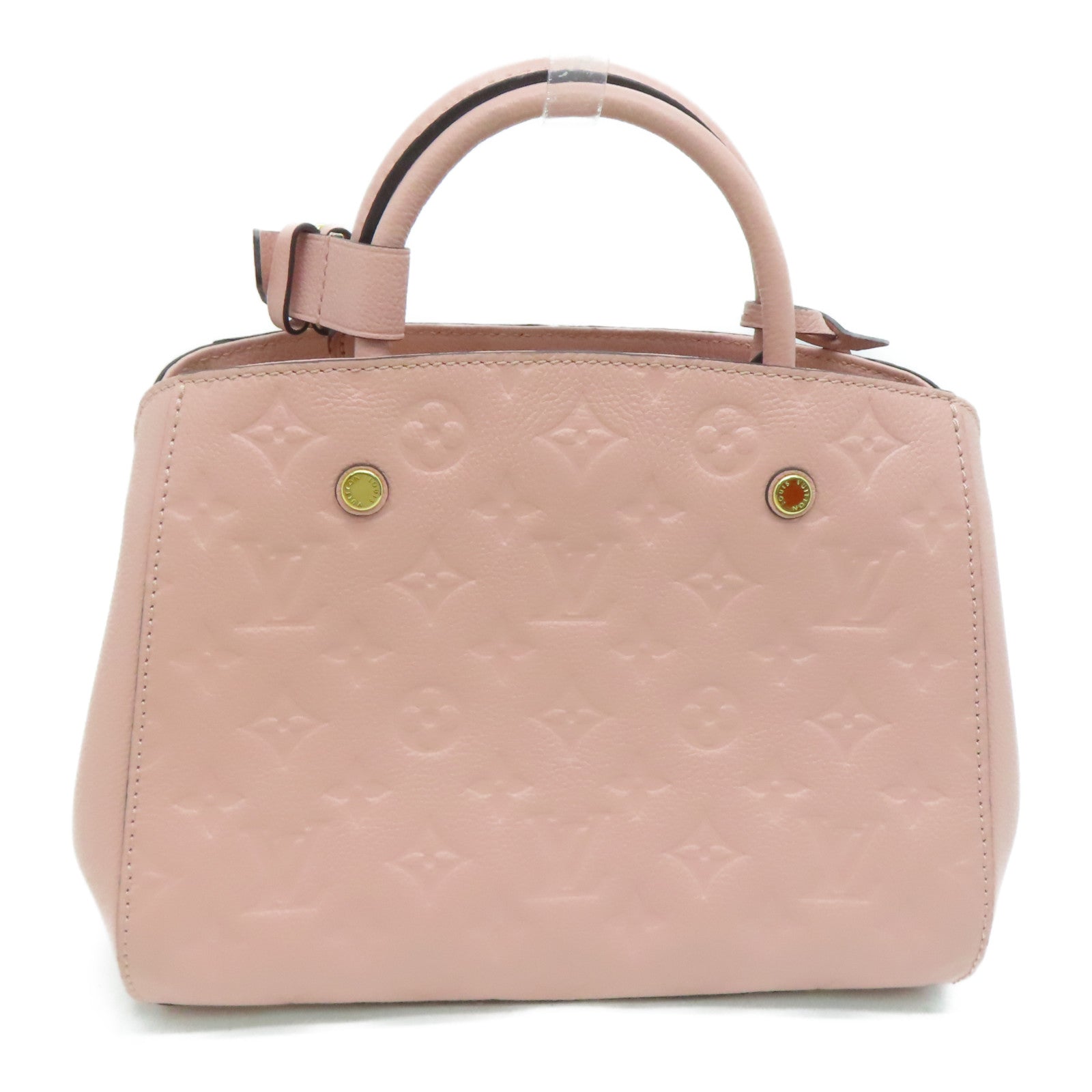 LOUIS VUITTON Monogram Montaigne BB 2 way Shoulder金扣手挽肩背两用袋粉红色