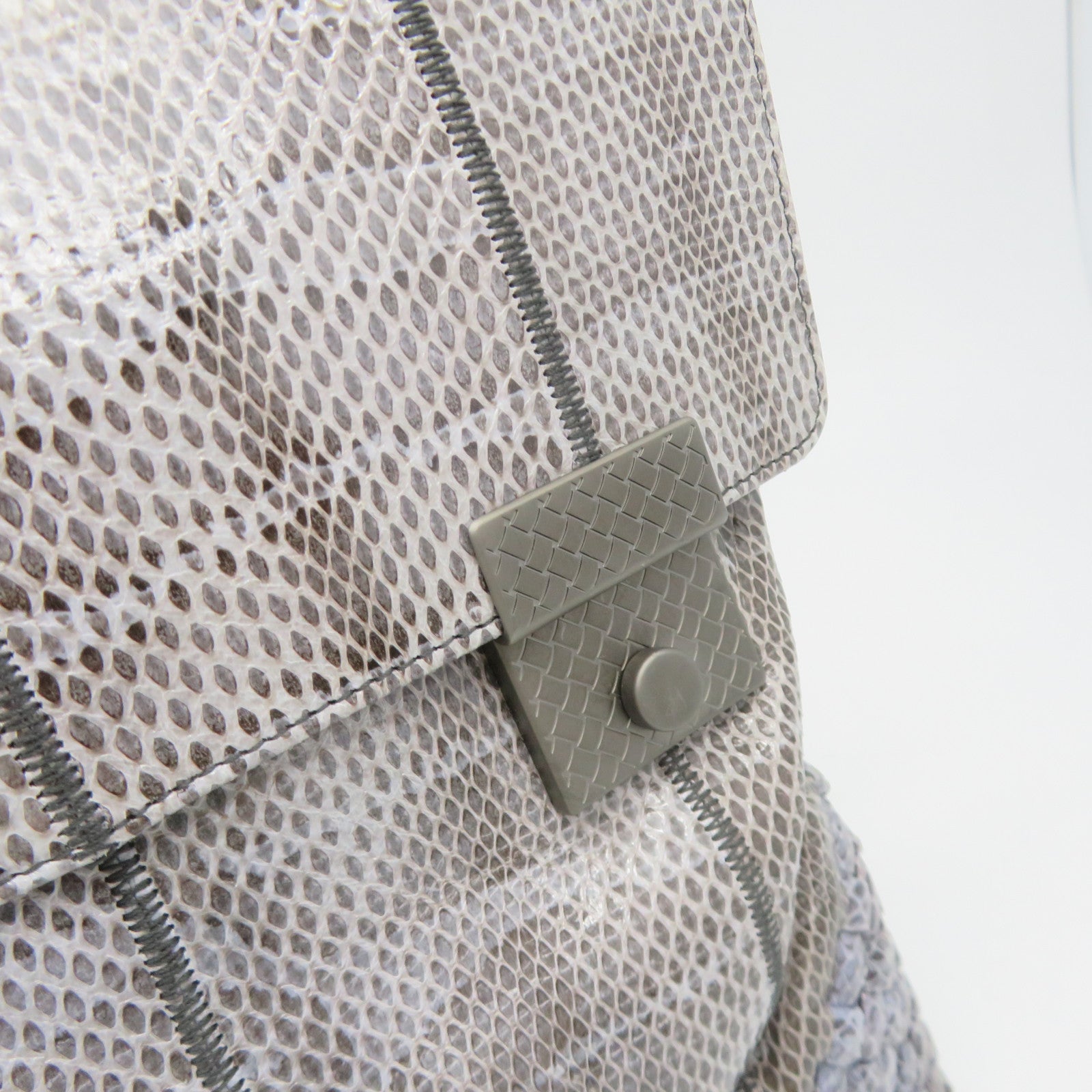 BOTTEGA VENETA 蛇皮皮革2Way Shoulder Bag手挽肩背兩用袋藍灰色