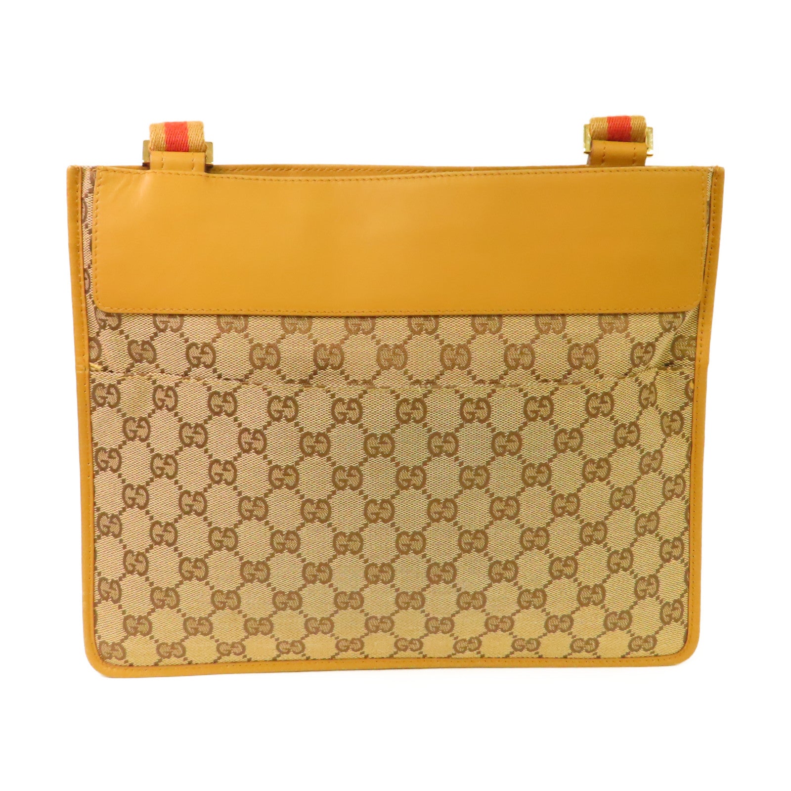 GUCCI GG帆布Shoulder Bag金扣肩背袋啡色
