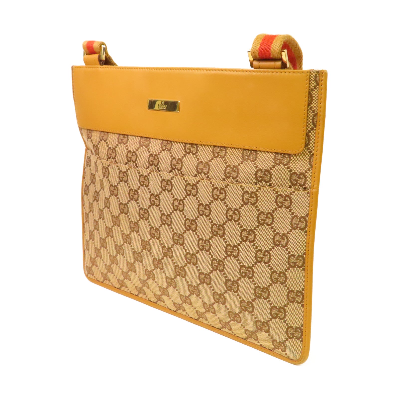 GUCCI GG帆布Shoulder Bag金扣肩背袋啡色