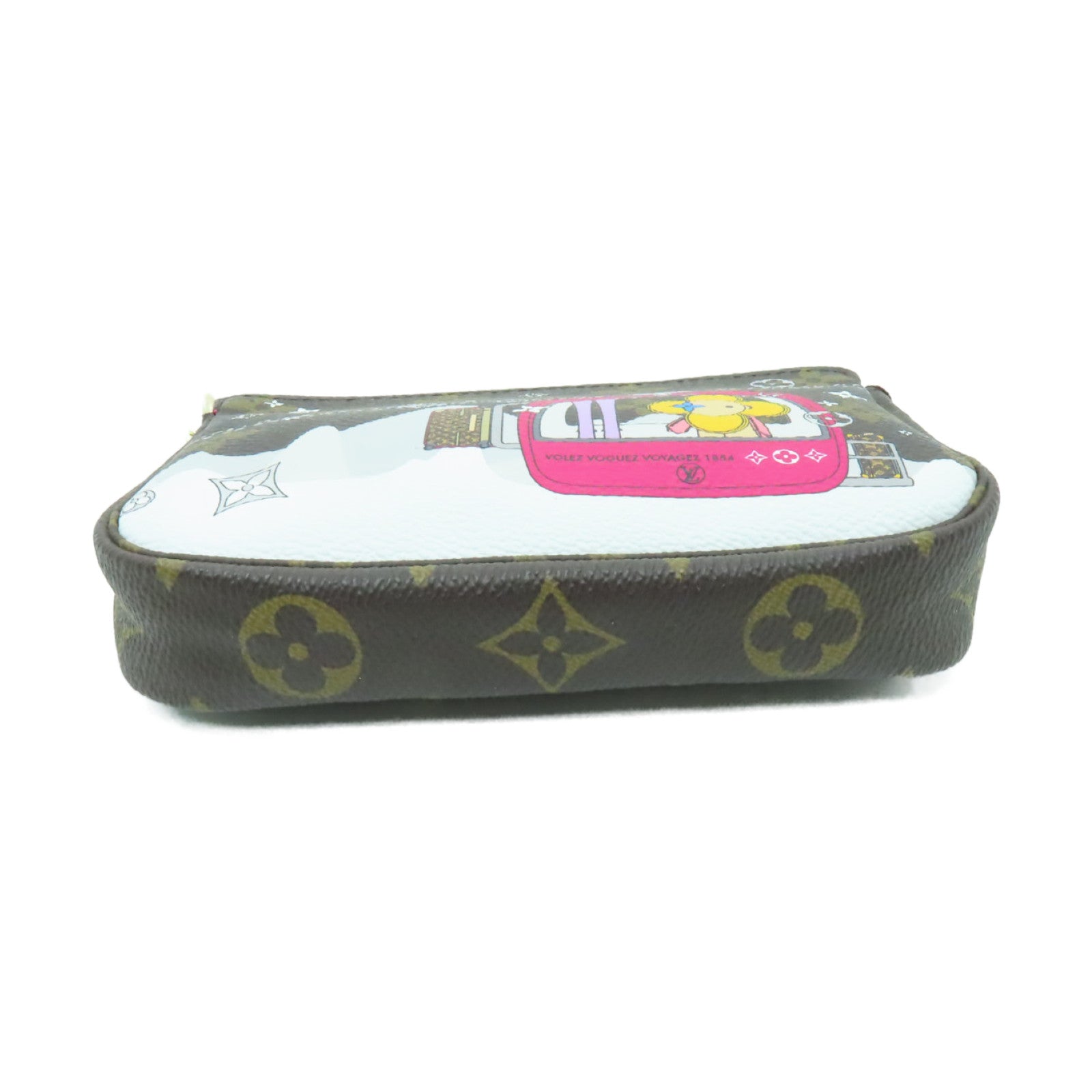 LOUIS VUITTON Monogram Vivienne Mini Pochette Accessoi金扣鏈帶肩背袋棕色