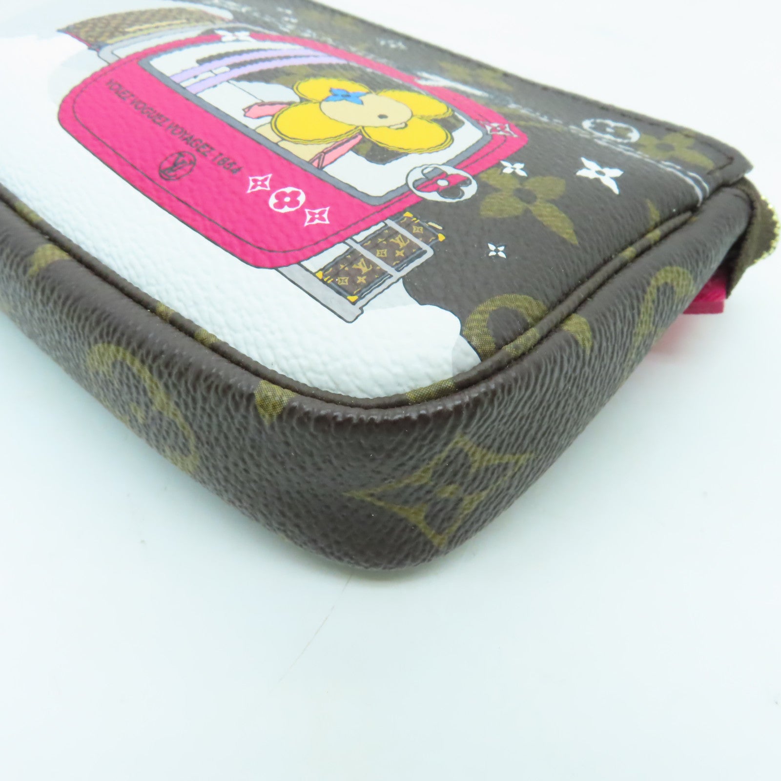 LOUIS VUITTON Monogram Vivienne Mini Pochette Accessoi金扣鏈帶肩背袋棕色